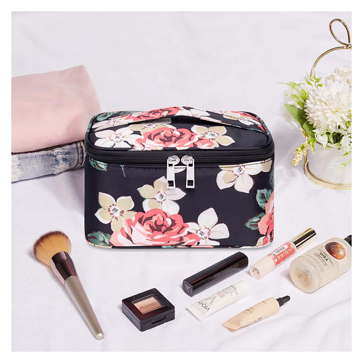 POXEFLIP Travel Toiletry Bag with Hook - Waterproof Cosmetic Organizer for Makeup, Grooming & Toiletries | Portable Hanging Storage Case for Bathroom, Gym, Camping & Airplane Travel