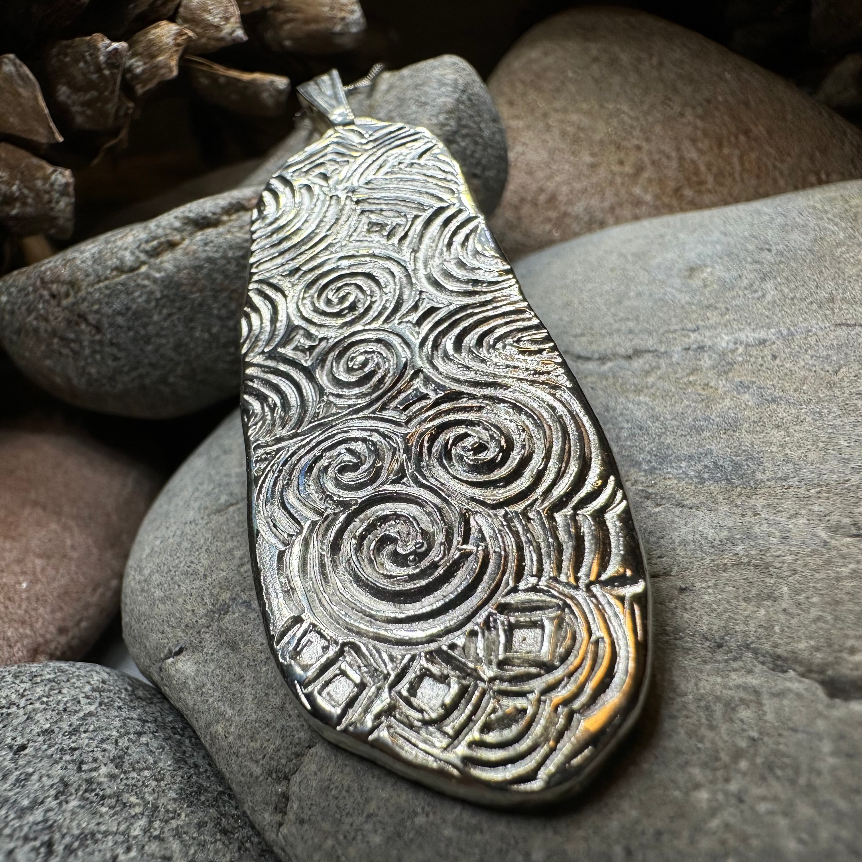 Handcrafted Newgrange Entrance Stone Pendant Necklace - Ancient Celtic Jewelry for Women, Men - Perfect for Spiritual Gifts, Irish Heritage & Boho Fashion Accessories