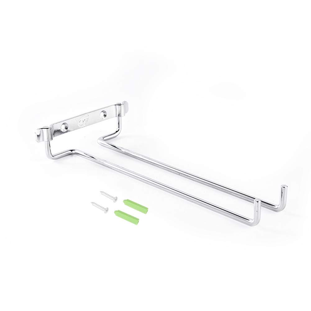 Yosoo Single Tier Wall Mounted Wine Glass Holder - Iron Wine Cup Rack Shelf for Kitchen, Home Bar Decor (Electrodeposited Chrome) | Perfect for Organizing Stemware in Restaurants, Wine Cellars & Modern Kitchens
