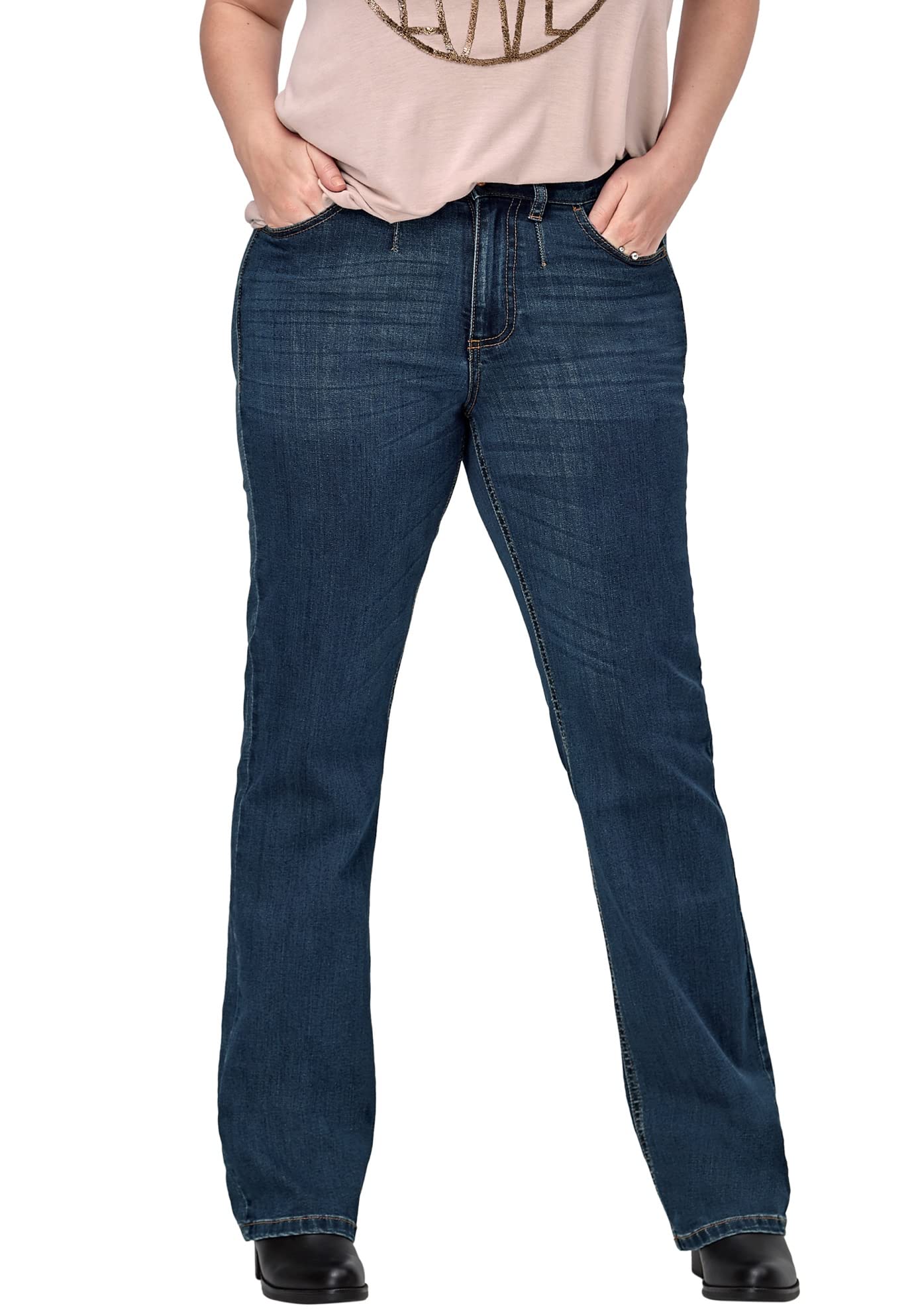 Ellos Women's Plus Size Bootcut Stretch Jeans - Comfortable & Flattering Denim Pants for Curvy Figures | Perfect for Casual Wear, Office & Night Out