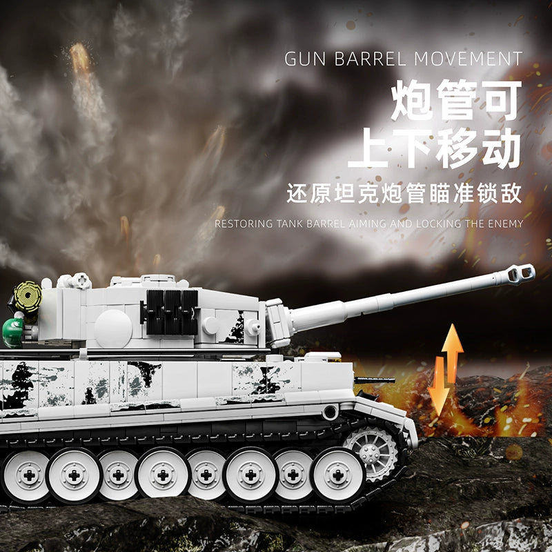 1802-Piece 12GO 97001 Tiger Heavy Tank Building Blocks - Military Model Kit for Adults & Kids, Perfect for Collectors, DIY Projects, and War History Enthusiasts