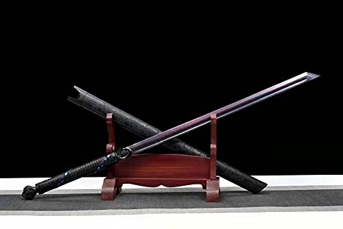 Authentic Chinese Wushu Sword - Sharp Purple Damascus Steel Kung Fu Saber | Battle Ready Martial Arts Weapon for Training, Performance & Collection