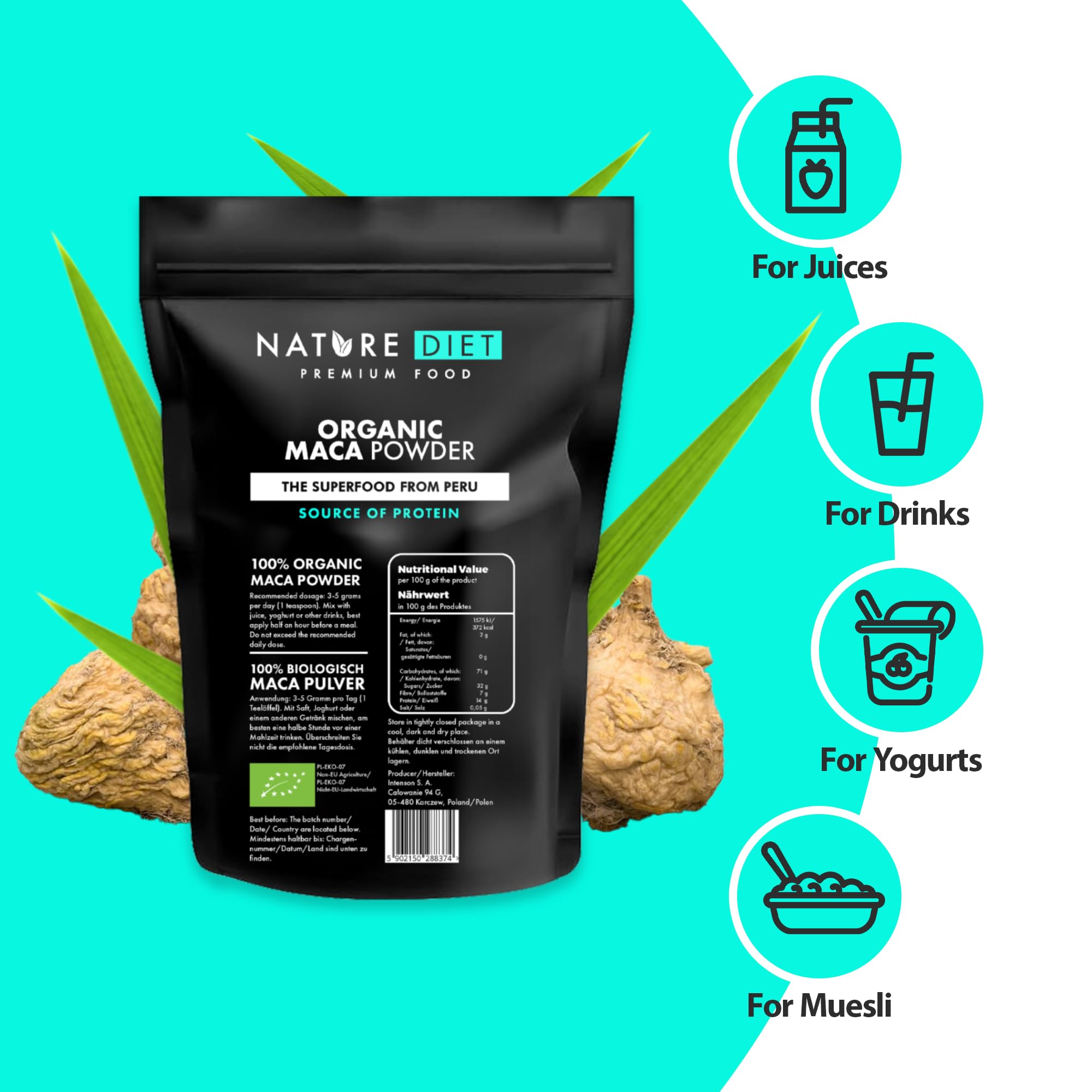Organic Maca Root Powder 1000g - Gluten-Free, Vegan Superfood for Energy & Vitality | Perfect for Smoothies, Baking & Natural Health Boost