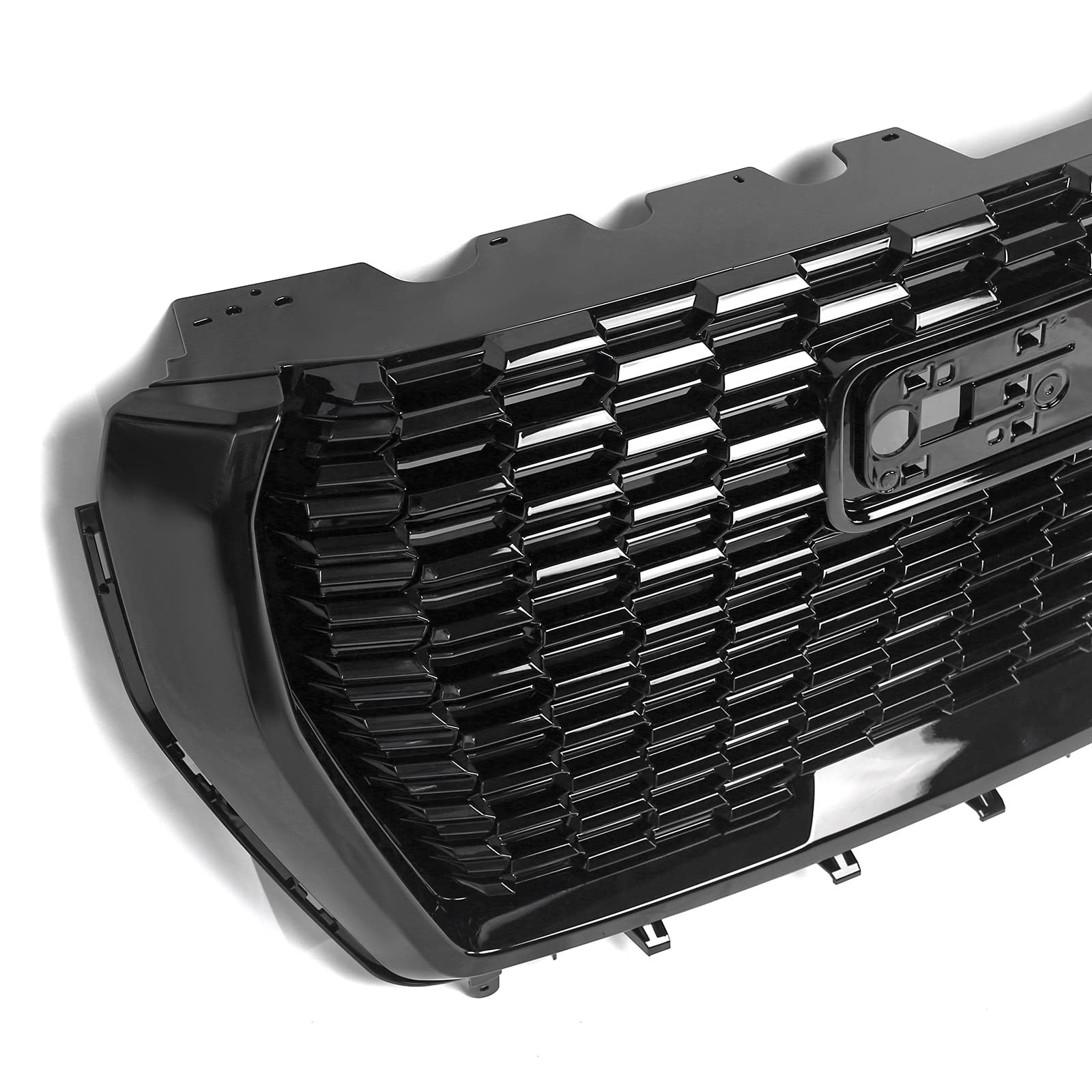 FIONE Front Bumper Grille Grill Compatible With 2021-2023 GMC Yukon & Yukon XL Denali Style - Honeycomb Glossy Black Grill Assembly (Part# 84835786) - Upgrade Your SUV's Appearance for Off-Roading & Urban Driving