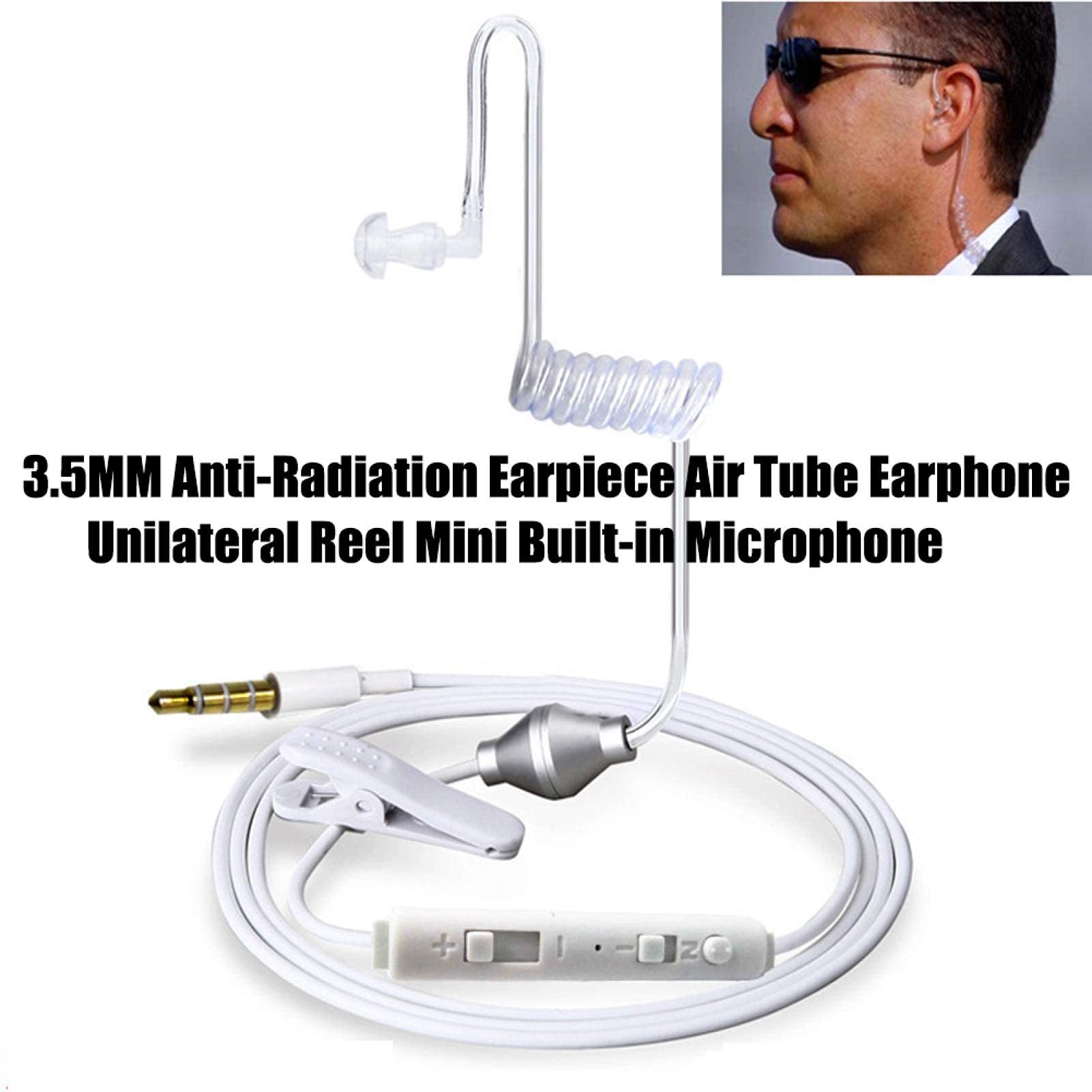 Bluetooth Monaural Earphone with 3.5mm Jack & Air Tube Design - Anti-Radiation Stereo Headset for Work, Driving & Outdoor Activities - Flexible & Comfortable In-Ear Headphones