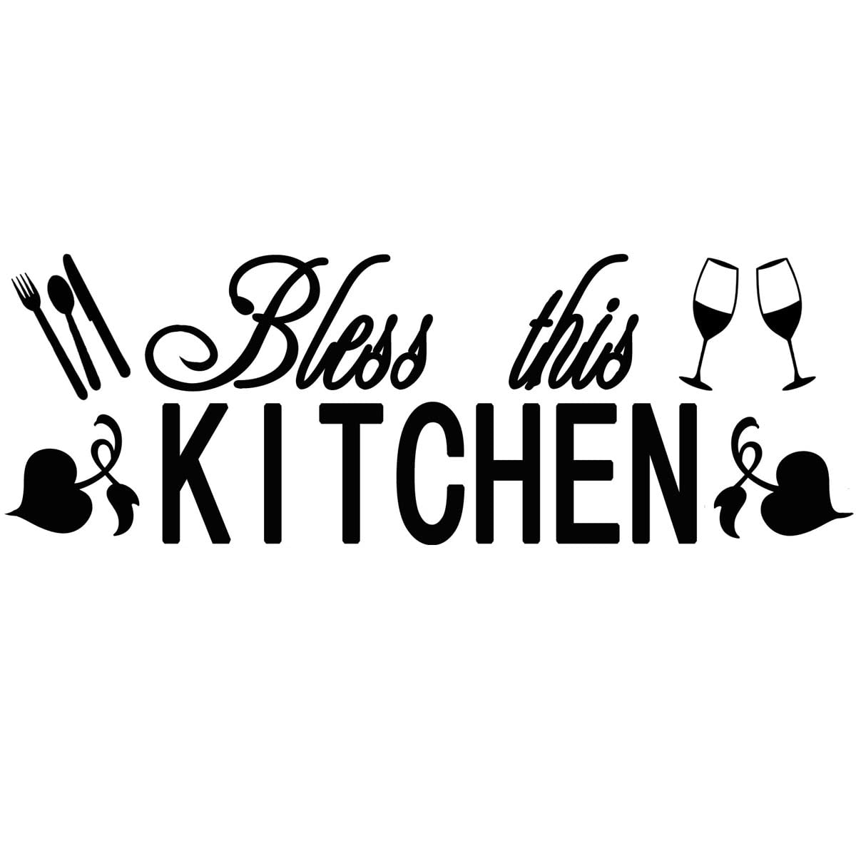 BIBITIME Removable Vinyl Wall Decals - Inspirational Kitchen Quotes & Floral Art Stickers for DIY Home Decor - Perfect for Dining Room, Baking Area, Bar & Restaurant Wall Styling