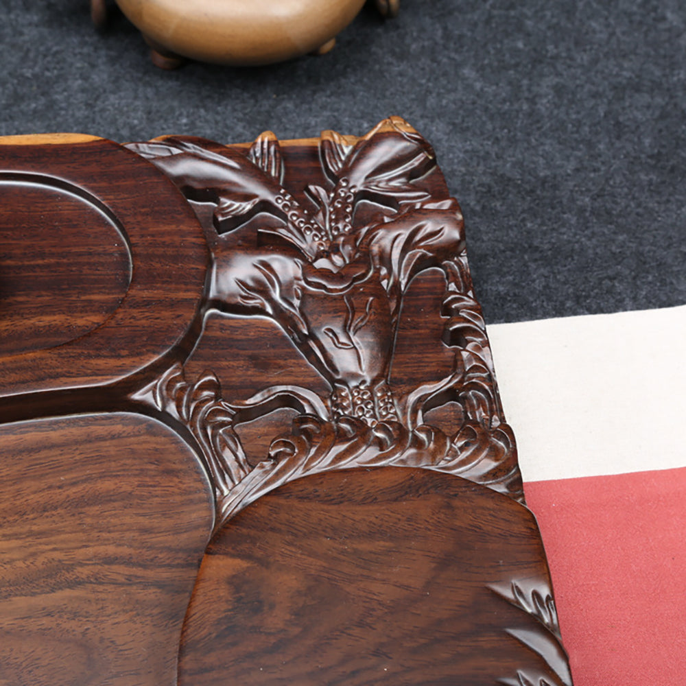 Hand Carved Wooden Goldfish Tea Tray - Traditional Japanese Style Tea Serving Tray for Matcha Ceremony, Home Decor & Gift Idea