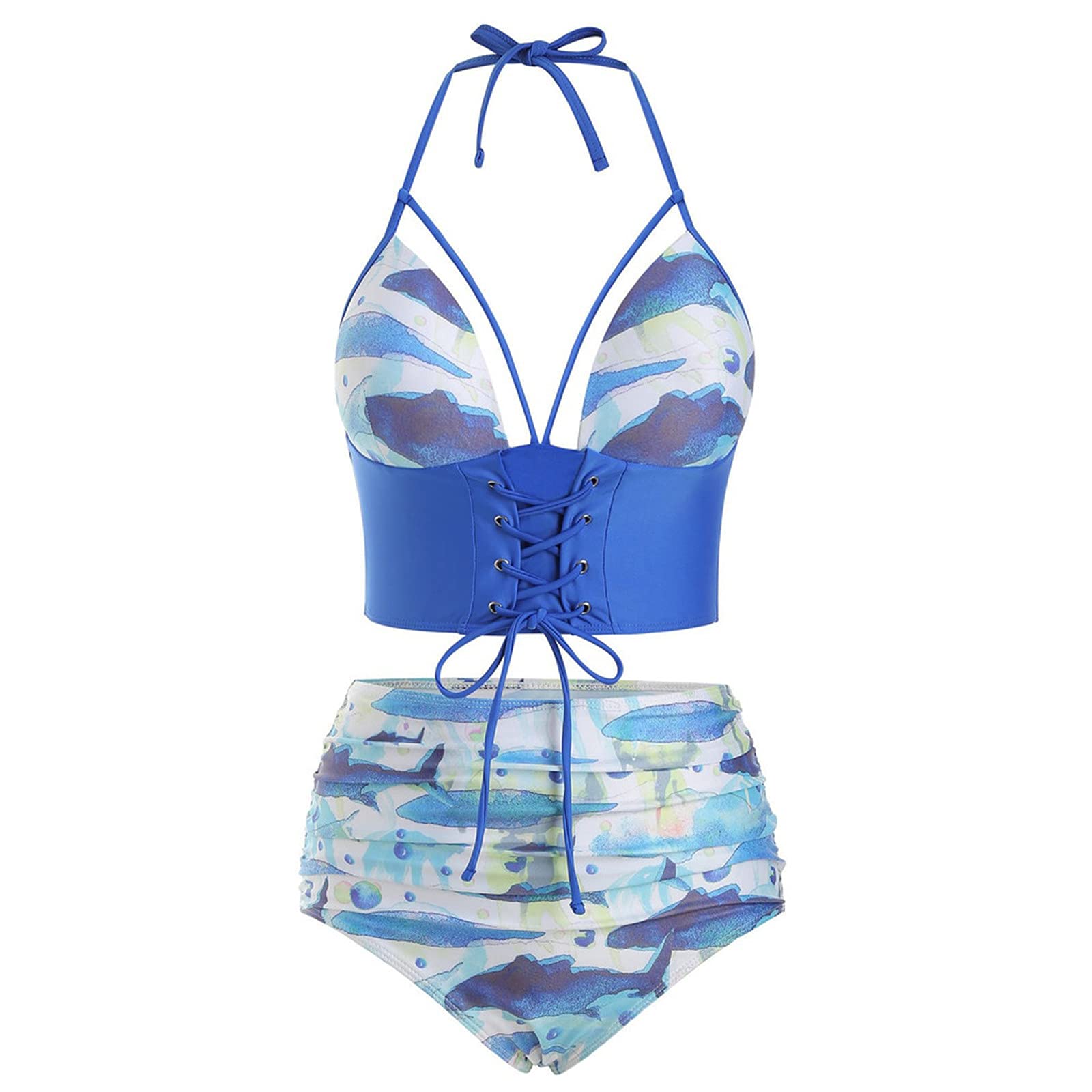JUNGE Women's Bandeau Bikini Set - 2 Piece Swimwear with Cover Up | High Waisted Bathing Suits for Beach, Pool & Vacation | Trendy Summer Swimsuits for Women