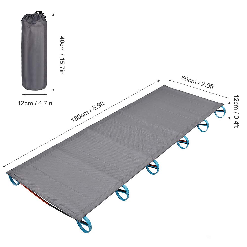 Lixada Ultralight Folding Camping Cot - Portable Aluminum Alloy Travel Bed for Outdoor Adventures, Hiking, Backpacking & Mountaineering - Compact Tent Cot for Camping Trips & Emergency Preparedness