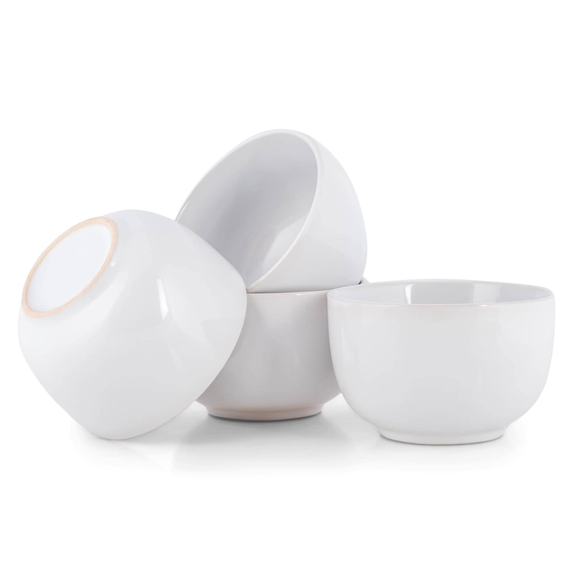 Elanze Designs 4-Inch Small Ceramic Dessert Bowls Set of 4 - Glossy White Bistro-Style Bowls for Ice Cream, Candy, Snacks & Treats | Perfect for Home, Party, Restaurant & Daily Use