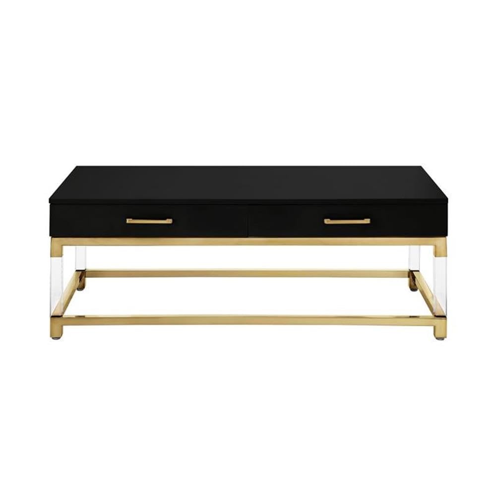 Black/Gold Posh Briar Metal Coffee Table with Acrylic Legs - Living Room Decor