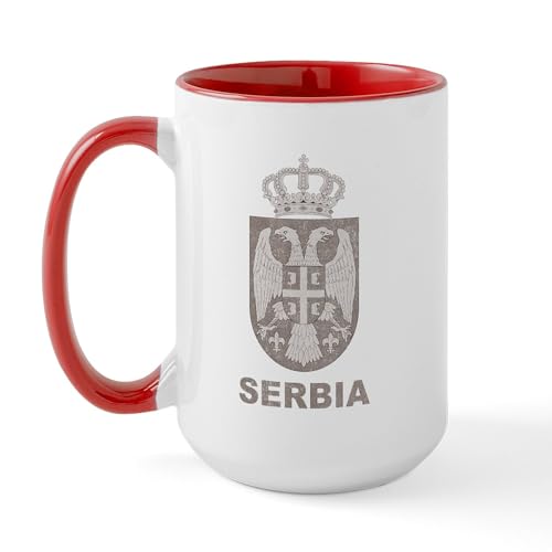 White/Red Inside - Vintage Serbia Large Mug
