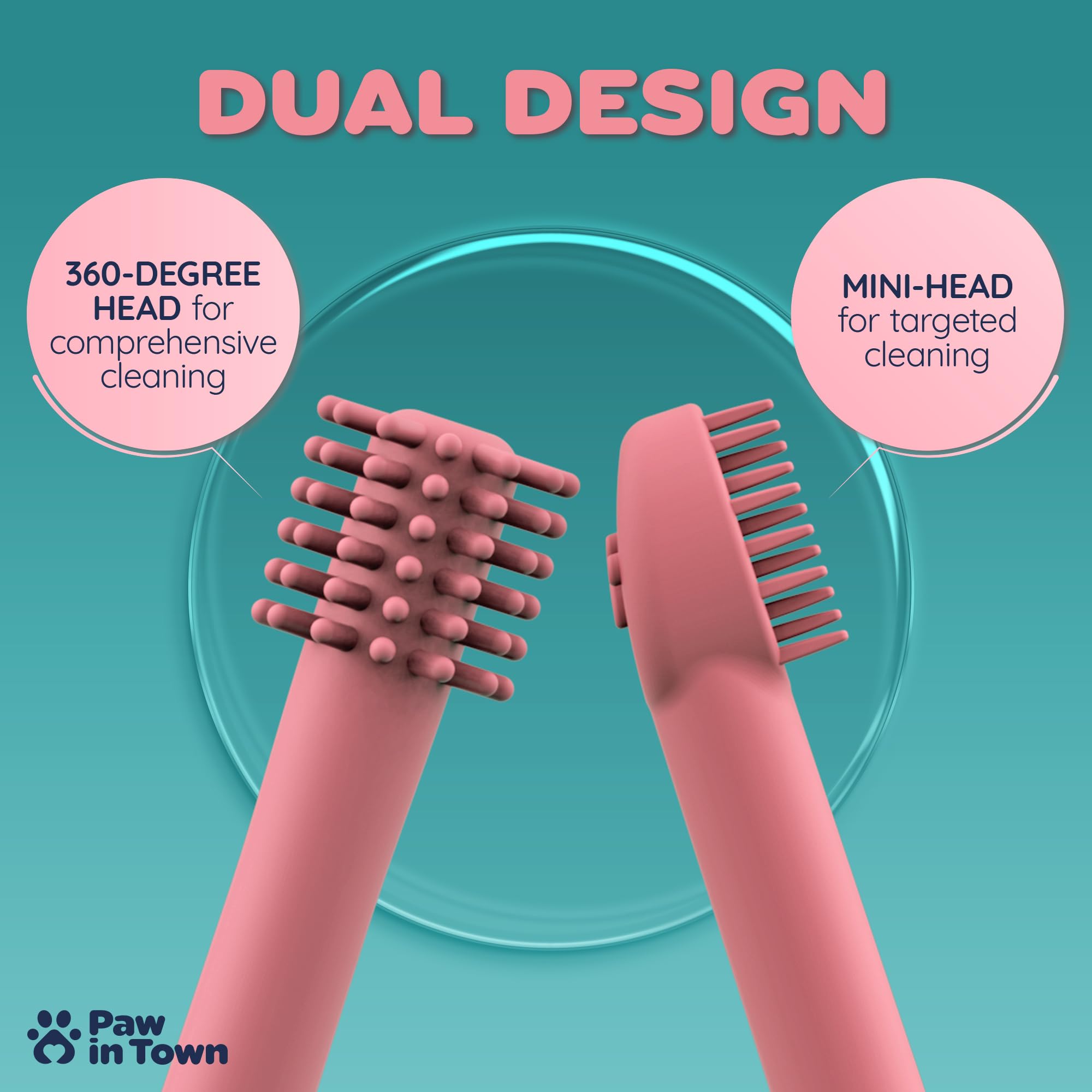 PAWINTOWN Soft Cat & Dog Toothbrush Set – Food Grade Silicone Pet Dental Care Kit for Teeth Cleaning – Gentle Brushing for Cats & Small Dogs – Perfect for Daily Oral Hygiene & Fresh Breath (Blushing Flamingo)