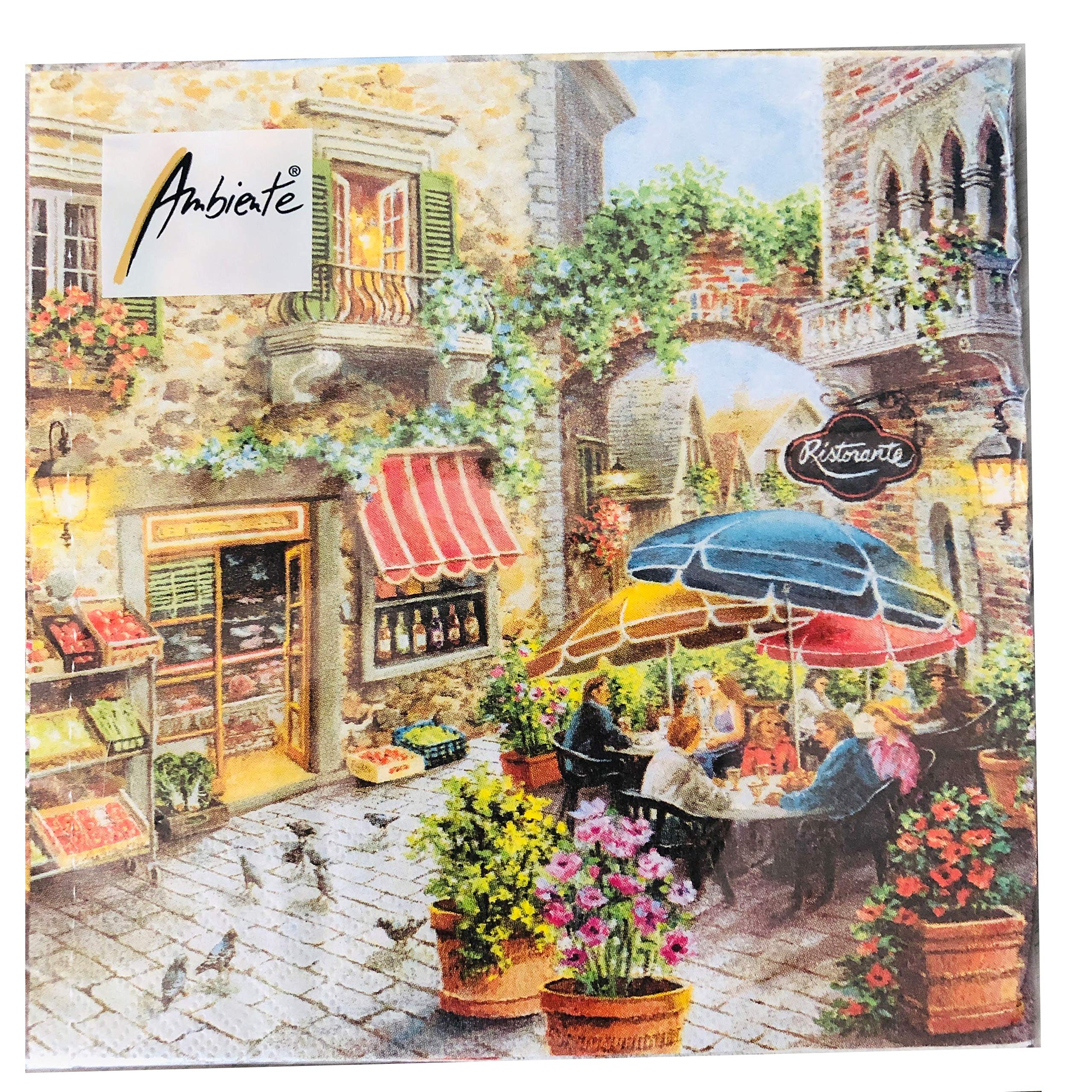 20-Count 13x13 Inch Coffee Themed Paper Napkins - Fall & Thanksgiving Decorative Bakery Napkins with Latte Decoupage Design for Parties, Dining, and Home Decor