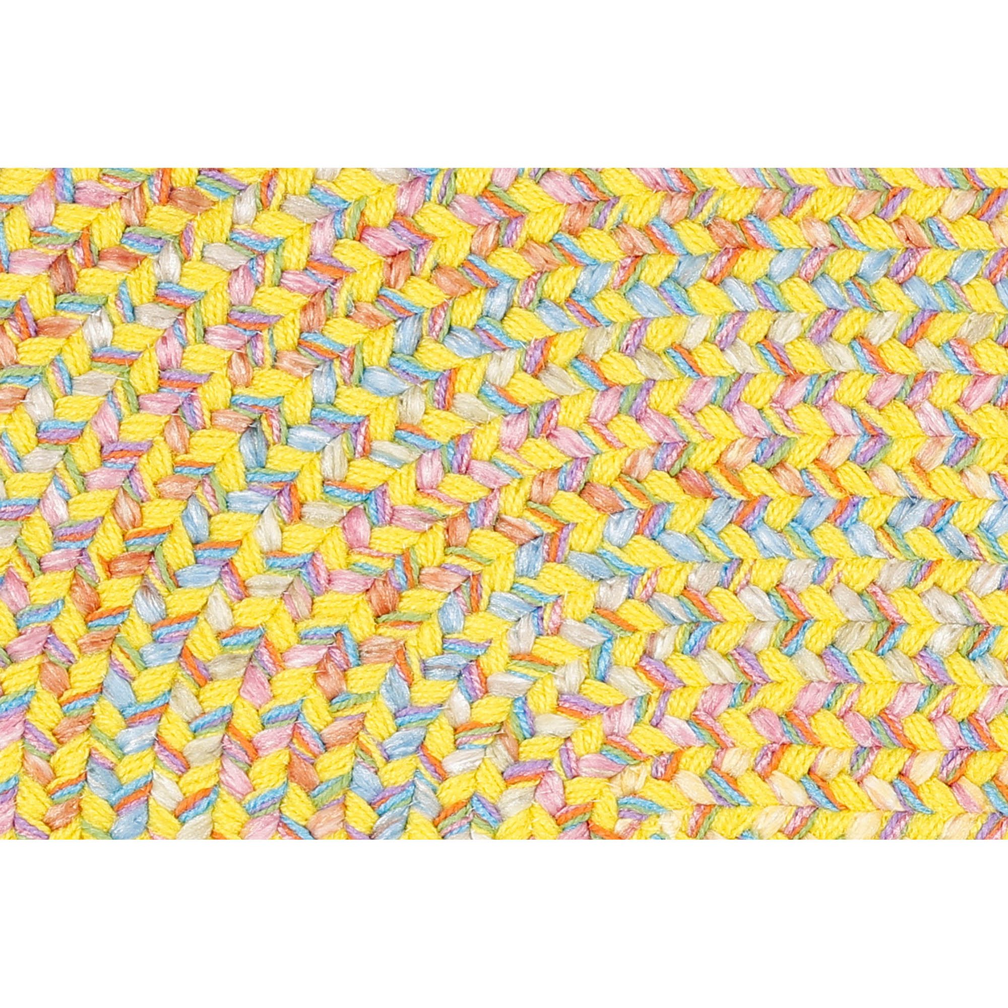 Braided Kids Area Rug - Washable Oval Nursery & Playroom Rug (4' x 6') - USA Made Yellow Multi Classroom Carpet for Toddlers | Perfect for Daycare, Bedroom Decor & Learning Spaces