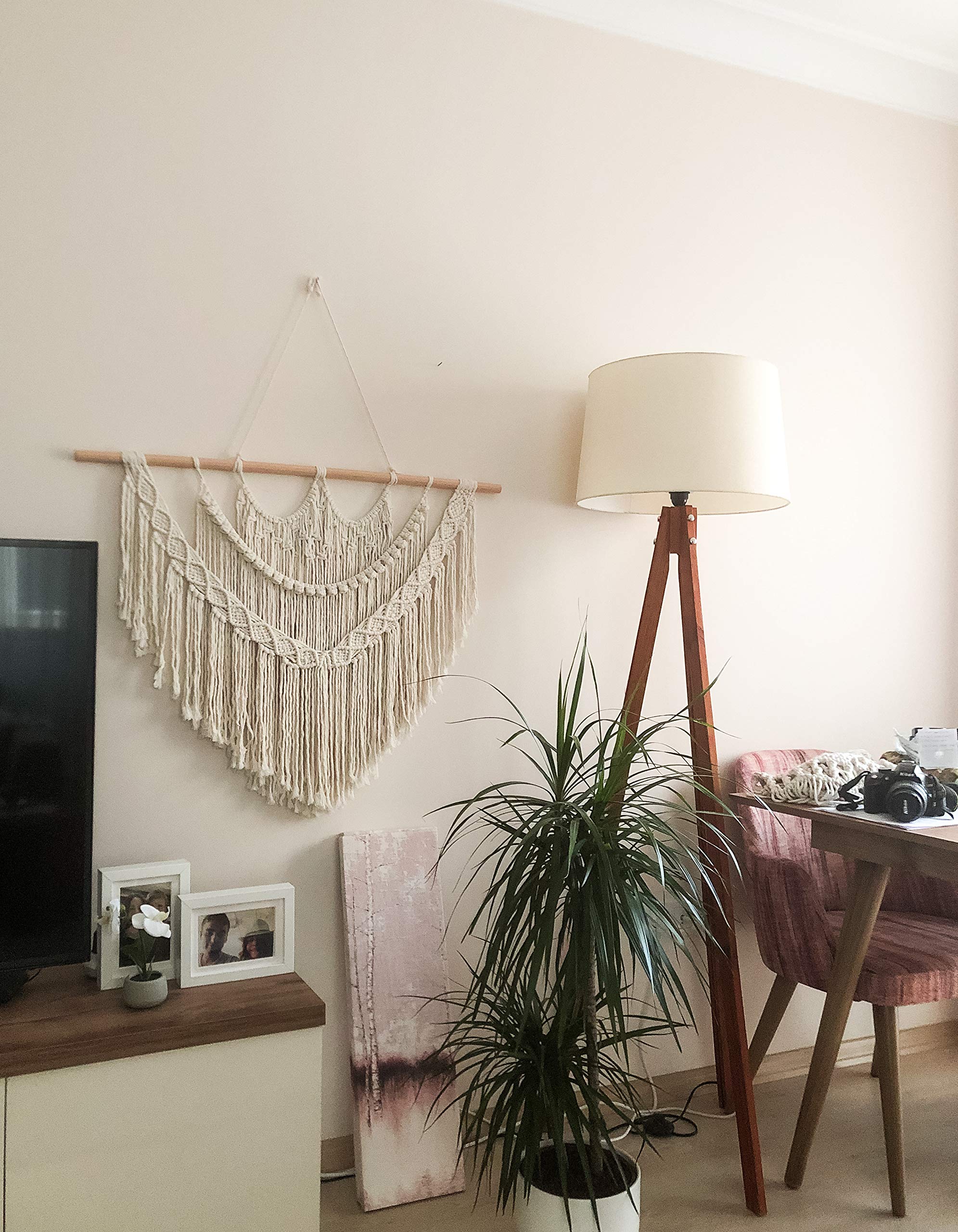 Handmade Macrame Wall Hanging - Boho Chic Tapestry for Bedroom & Dorm Decor | Natural Cotton Yarn Woven Wall Art | Aesthetic Bohemian Headboard & Room Accent | Perfect for Cozy Spaces, Meditation Rooms & Boho Home Styling