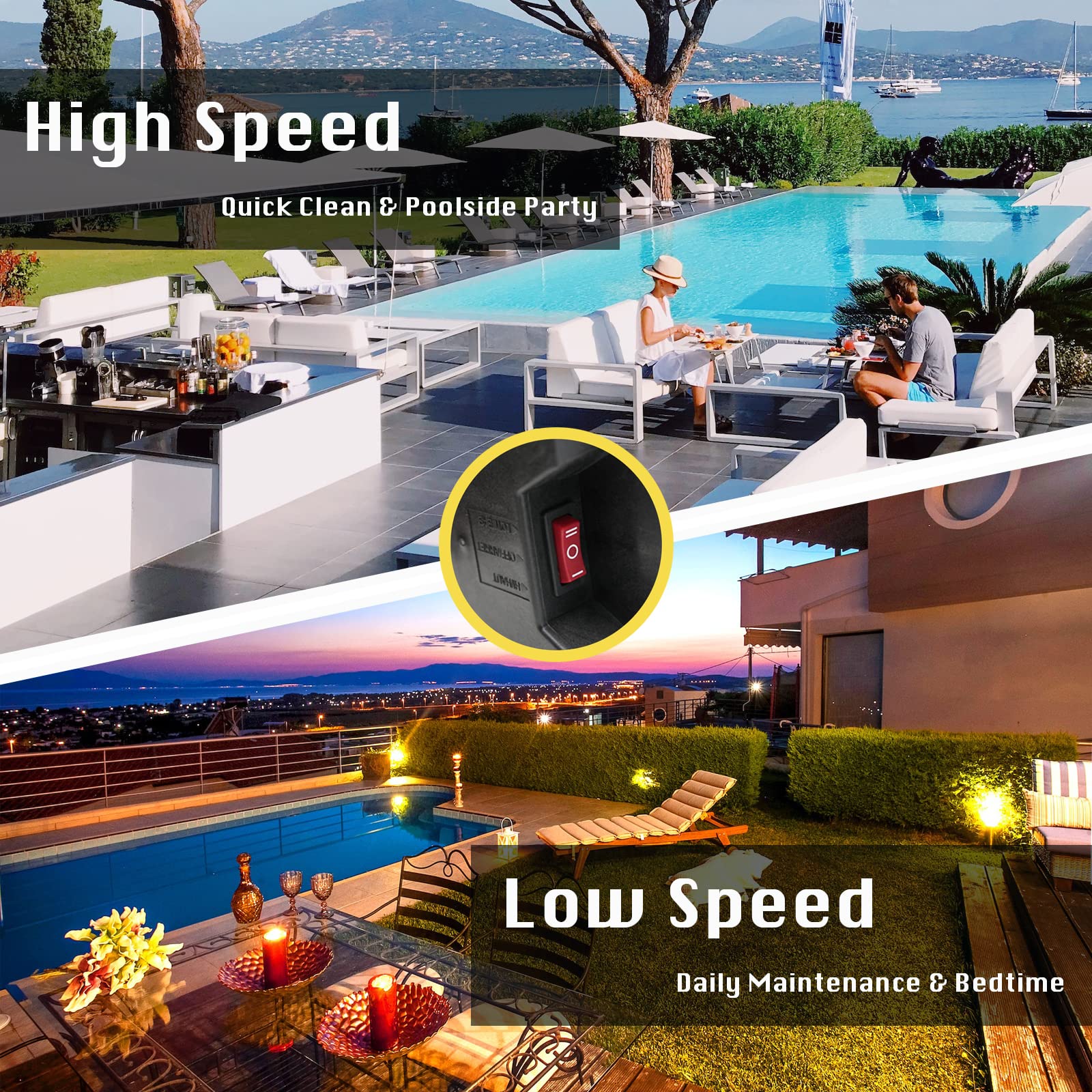 PureBy 2.0HP Energy Efficient Dual Speed Pool Pump - Inground & Above Ground Swimming Pool Circulation System with 1.25'' & 1.5'' NPT Unions (115V Self-Priming) - Perfect for Backyard Pool Maintenance & Water Filtration