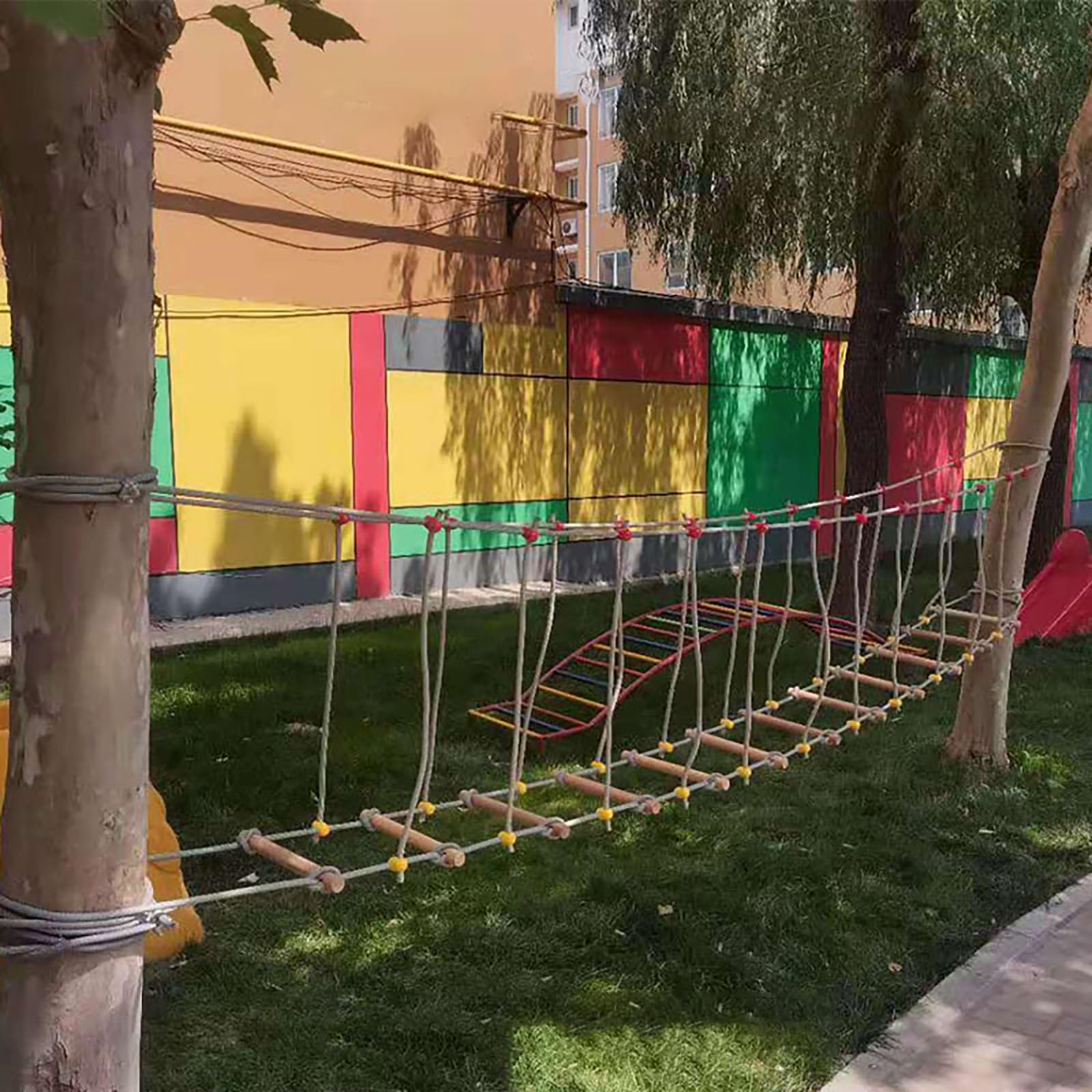 HAZEK Solid Wood Balance Bridge for Kids - 2m Outdoor Kindergarten & Playground Fitness Equipment - Climbing & Balancing Toy for Children's Sports Training | Perfect for Backyards, Parks, and School Play Areas