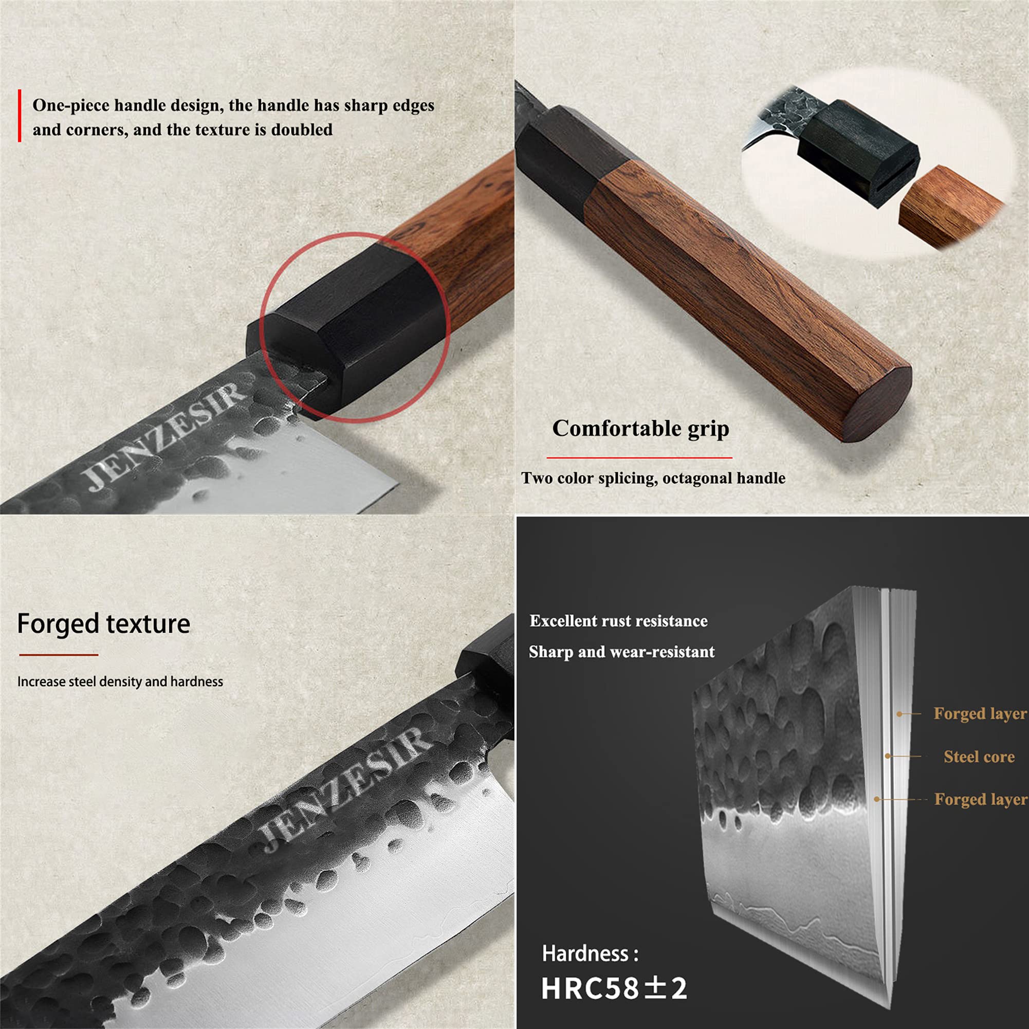 Ultra Sharp 7 Inch Japanese Nakiri Chef Knife - Handmade Forged 8Cr13MOV Steel Professional Kitchen Cleaver | Multi-Purpose Gyuto Knife for Home & Restaurant | Perfect for Slicing Vegetables, Meat Prep & Asian Cuisine
