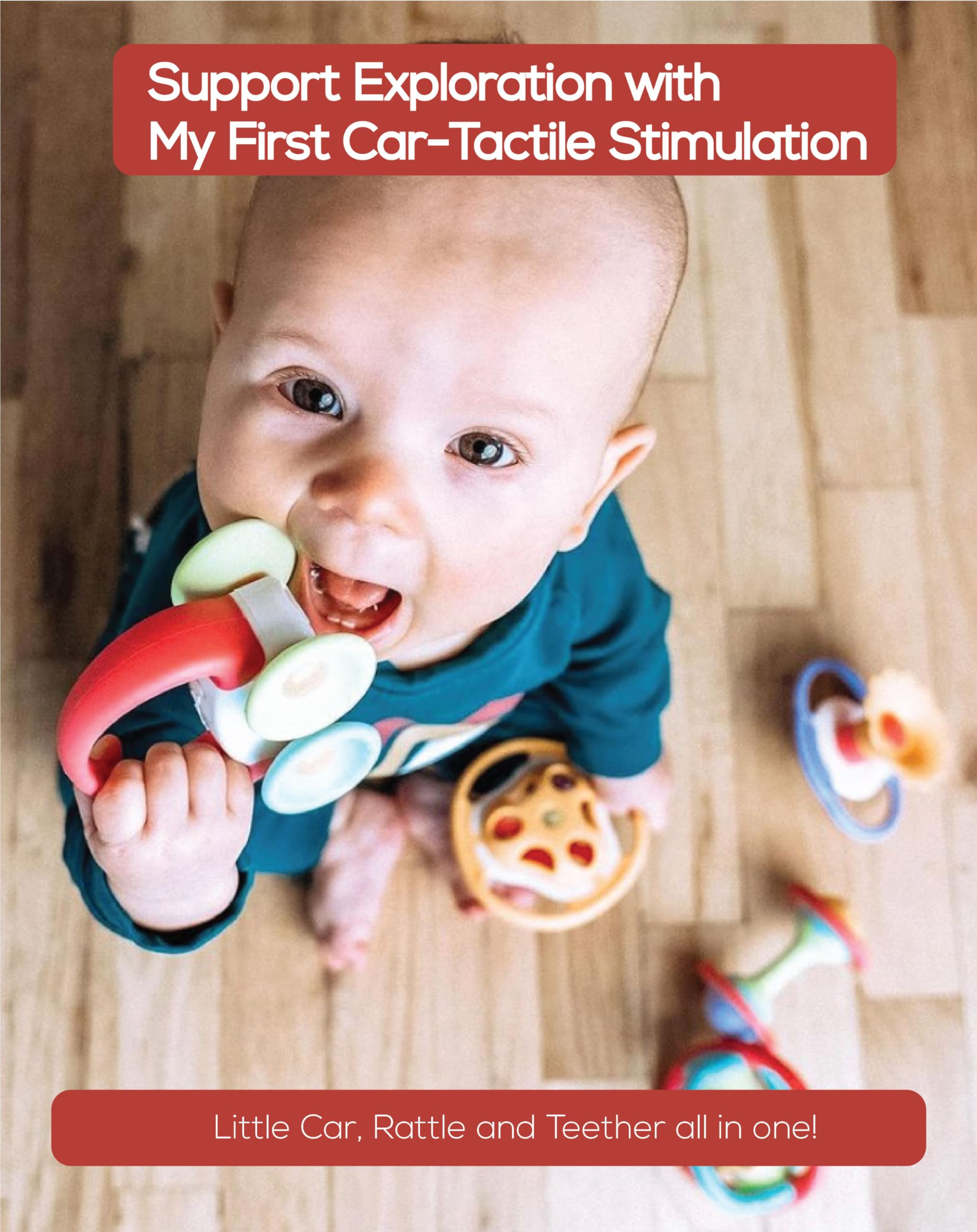 **BaBeloved My First Car Baby Teething Toys – Soft, BPA-Free, Food-Grade Sensory Teether for Infants 0-12 Months | Montessori-Inspired, Multiple Textures for Soothing Gums – Perfect for On-the-Go, Playtime & Early Learning**