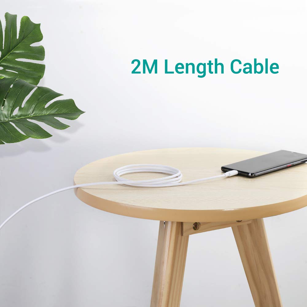 GlobaLink 40W Fast Charging USB C to A Cable [5A, 2M, White] - Super Speed Charger Cord for Huawei P30/P20/Mate Series, Samsung Galaxy, iPhone & More | Perfect for Home, Office & Travel Charging