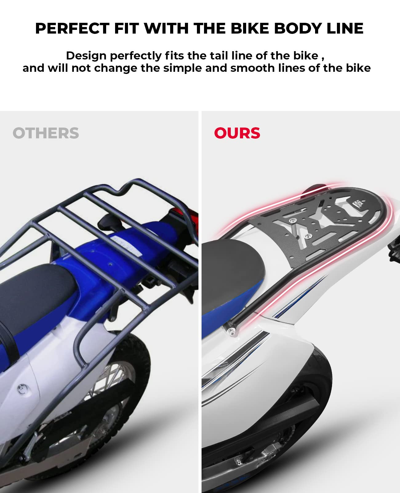 KEMIMOTO Heavy Duty Rear Rack Luggage Carrier for Suzuki DRZ400S/SM & Kawasaki KLX400S - Durable Motorcycle Cargo Rack for Enduro Adventure & Off-Road Riding - Perfect for Camping Gear, Tools & Equipment Storage