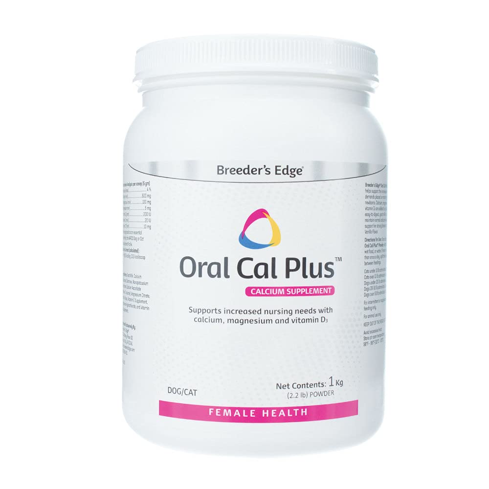 Revival Animal Health Breeder's Edge Oral Cal Plus Powder - High Calcium Supplement for Dogs & Cats - 1kg (2.2lb) - Supports Bone Health & Lactation - Ideal for Pregnant & Nursing Pets