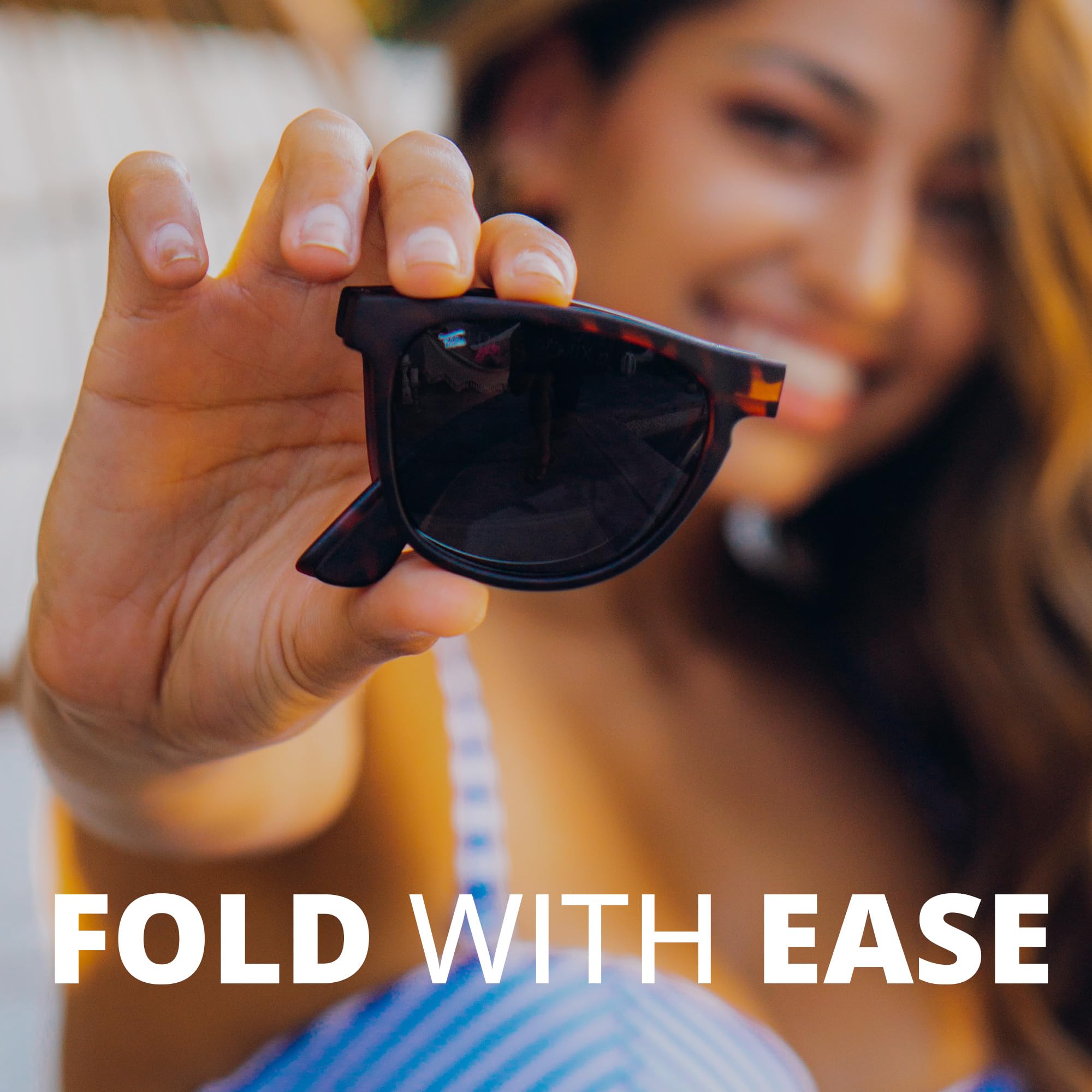 Polarized Folding Sunglasses for Men & Women - UV400 Protection Blocks UVA/UVB - Includes Leather Case - Perfect for Travel, Driving & Outdoor Activities