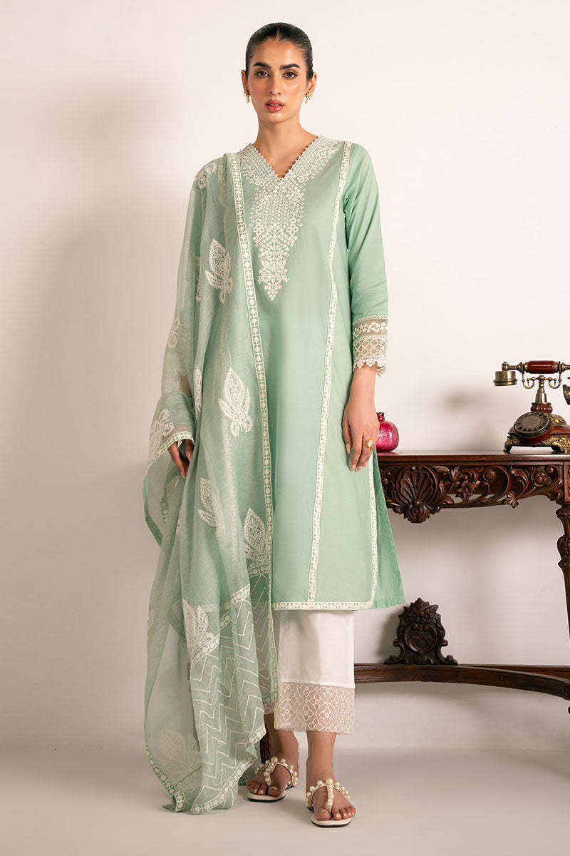 Green Glimmer 2-Piece Set (Shirt & Dupatta) - Elegant Ethnic Outfit for Women, Perfect for Weddings, Festivals & Special Occasions