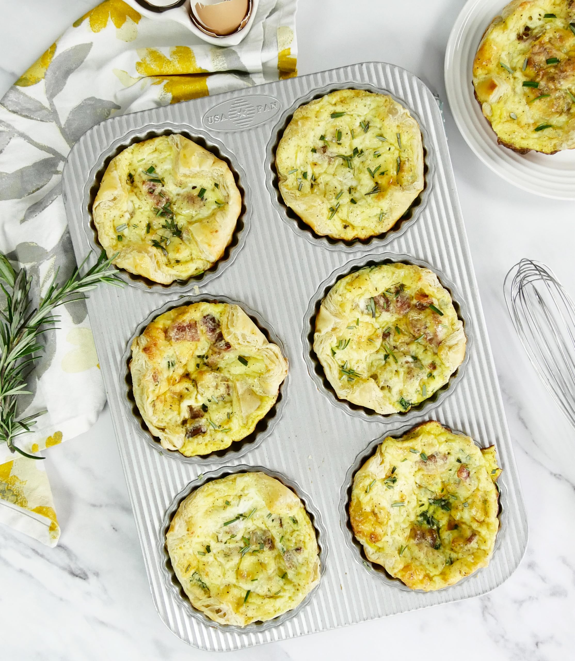 USA Pan Aluminized Steel 6-Well Mini Fluted Tart Pan for Baking - Perfect for Mini Pies, Quiches & Individual Desserts | Durable Nonstick Bakeware for Home Bakers & Professional Kitchens