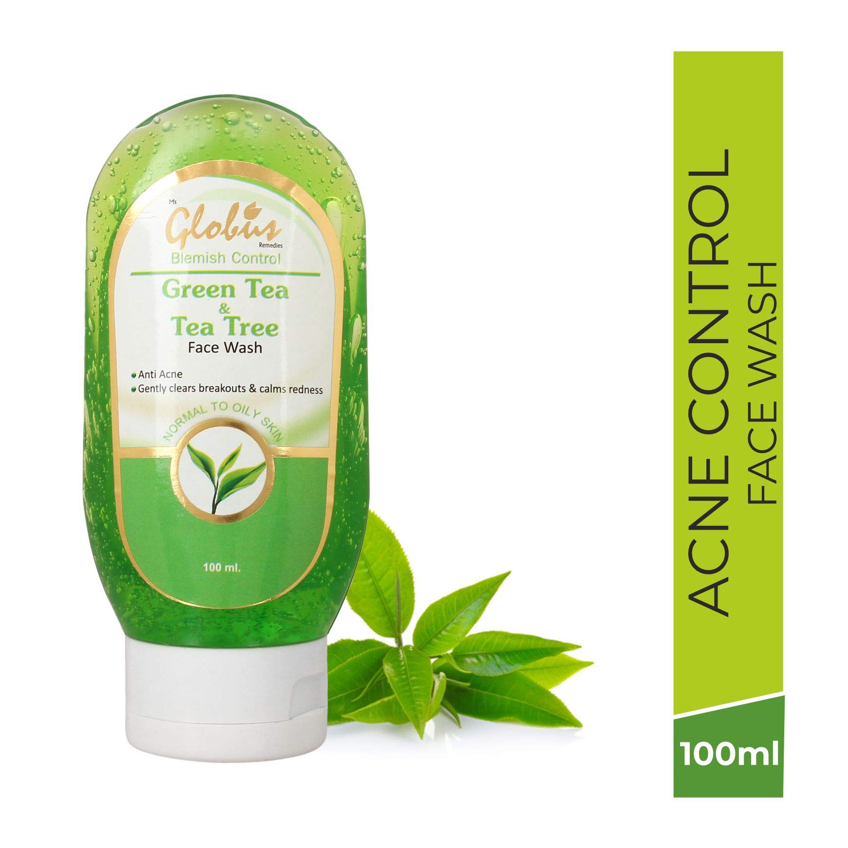 Globus Green Tea & Tea Tree Facial Cleanser 100ml - Deep Cleansing for Acne-Prone & Oily Skin - Perfect for Daily Skincare Routine