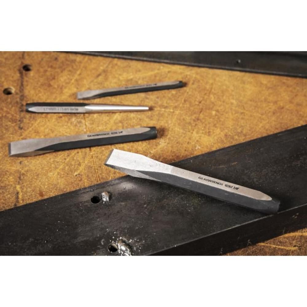 GEARWRENCH 27-Piece Large Chrome Punch & Chisel Set (82306) – Professional Tool Kit for Metalworking, Woodworking & Automotive Repair