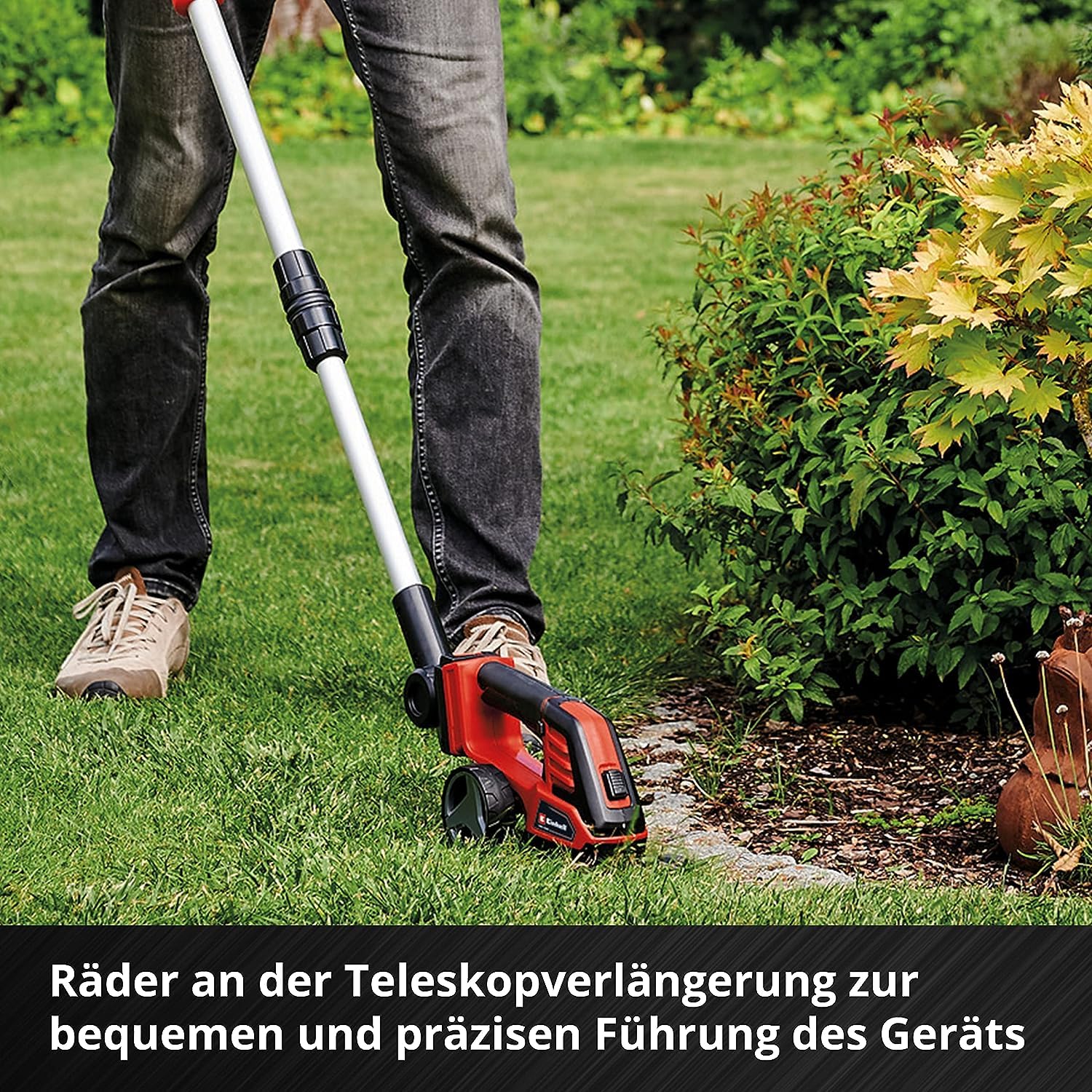 Einhell GE-CG 18/100 Li T-Solo Cordless Grass & Shrub Shear - 18V Lithium-Ion Battery (Not Included) - Telescopic Handle, 100mm Grass Blade & 200mm Shrub Blade - Perfect for Lawn Trimming, Hedge Cutting & Garden Maintenance
