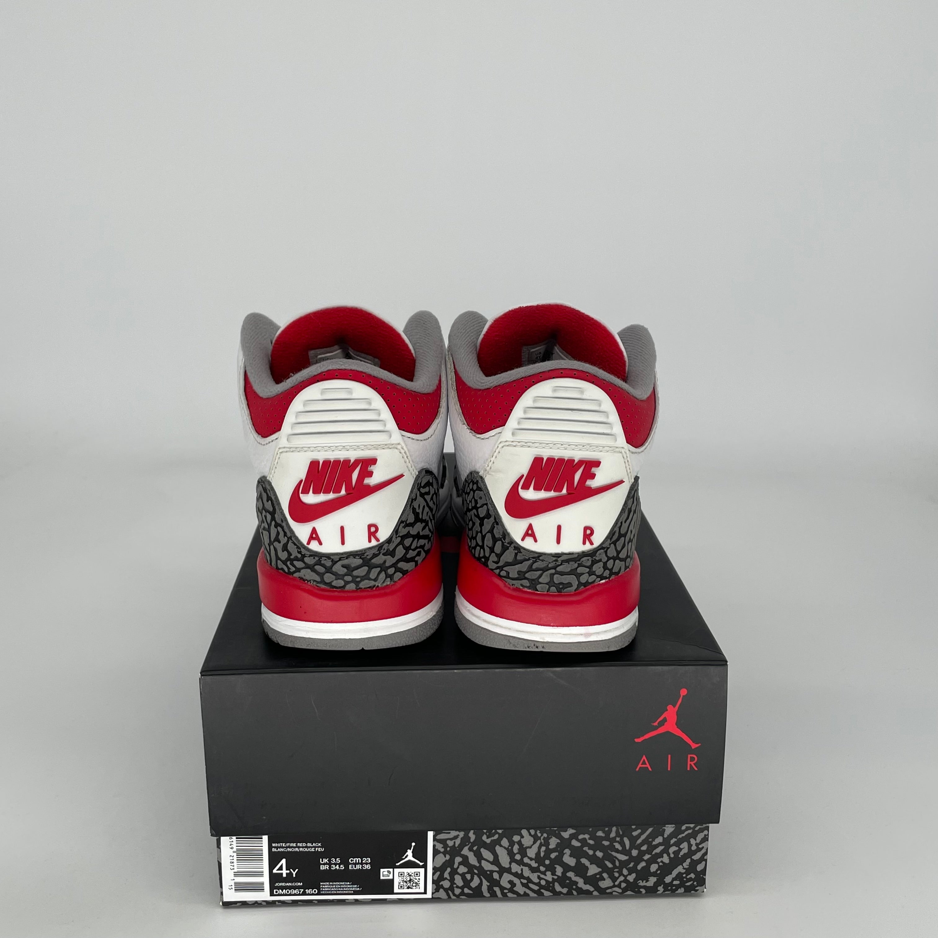 AIR JORDAN 3 Retro Fire Red Sneakers - Kids Size 4Y (DM0967-160) - Basketball Shoes for Boys & Girls - Perfect for Court Play and Street Style