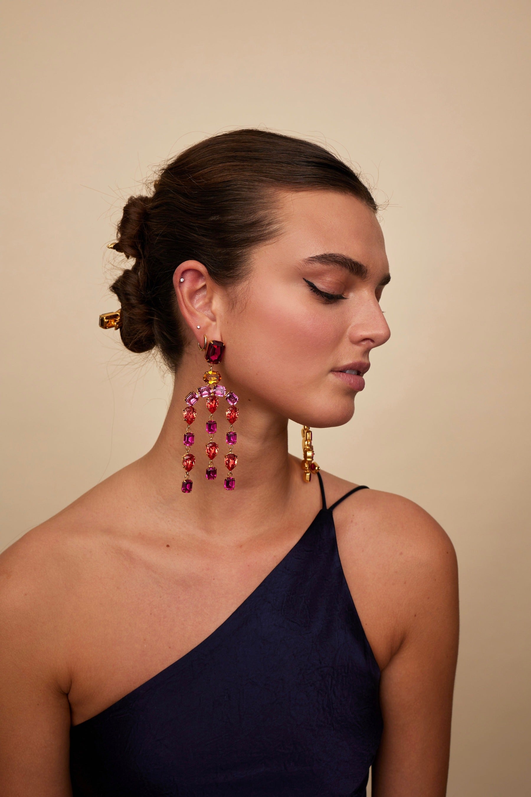 Mika Crystal Chandelier Earrings for Women - Elegant Dangling Drop Earrings with Sparkling Rhinestones - Perfect for Weddings, Parties & Evening Events