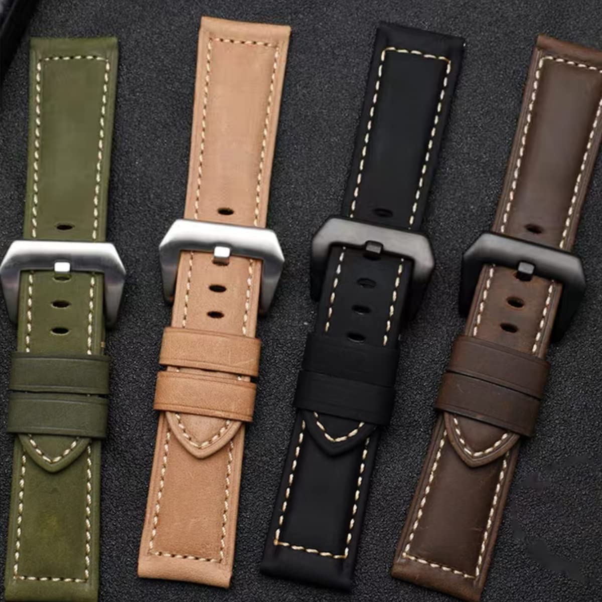 Leather Watch Bands for Men - Vintage Top Grain Genuine Leather Watch Strap Compatible with Panerai, 20mm 22mm 24mm 26mm Replacement Band - Perfect for Casual, Business & Dress Watches