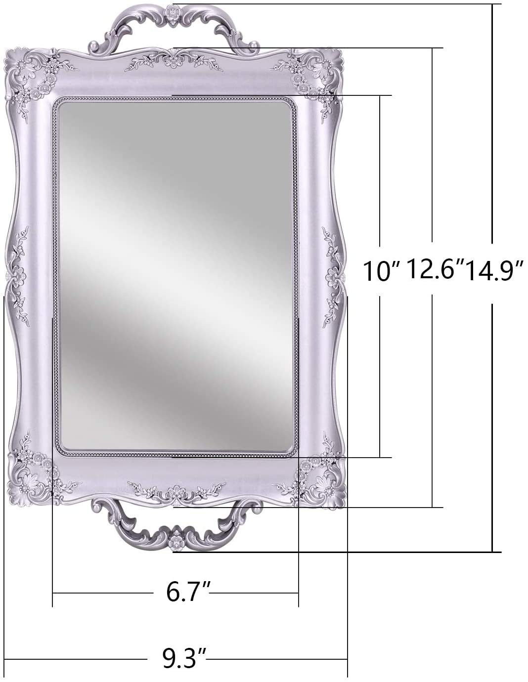 French Style Rectangle Decorative Mirror Tray - 9.5