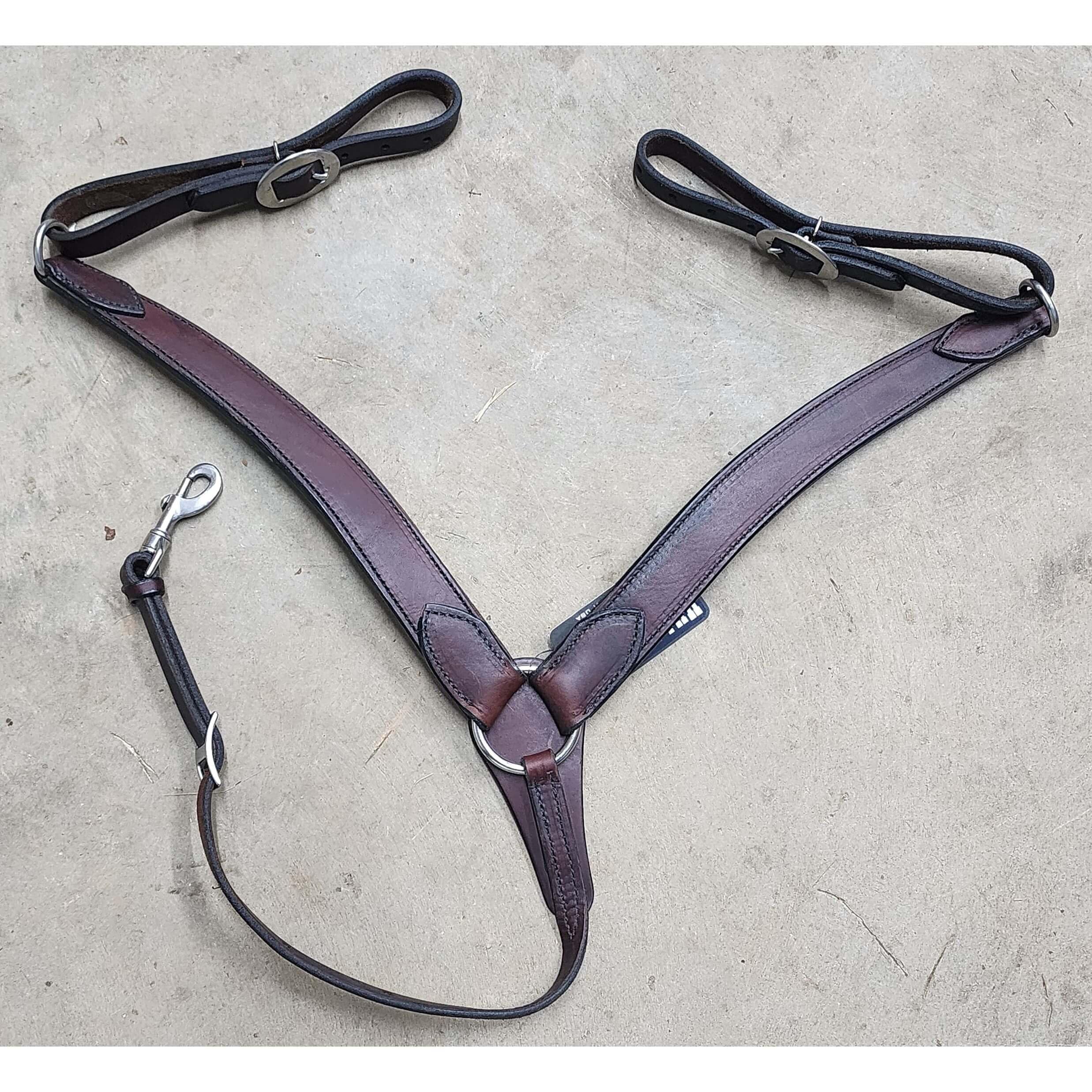 Premium Dark Oil Western Contoured English Bridle Leather Breast Collar for Horses - Durable Equestrian Tack for Trail Riding & Ranch Work