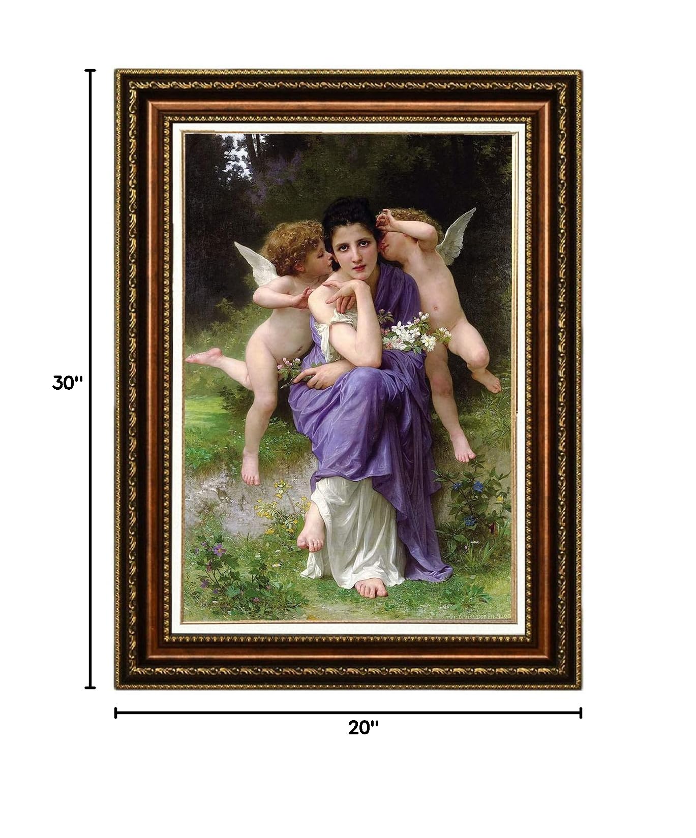 EliteArt William-Adolphe Bouguereau Spring Songs Oil Painting Reproduction - Giclee Wall Art Canvas Print Framed 35.5