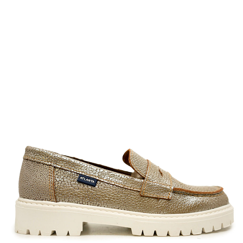 Atlanta Moccasin Stingray Taupe Penny Loafers for Men - Comfortable Casual Dress Shoes for Office, Business & Travel