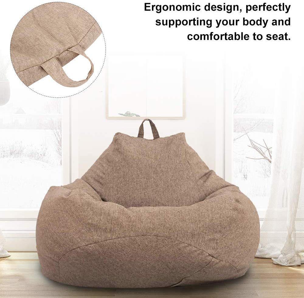 Large XL Brown Bean Bag Chair Cover (No Filler Included) - High Back Lounger Storage Sack for Adults & Kids - Durable Fabric Replacement Cover for Indoor, Outdoor, Game Room & Dorm Use