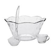 Anchor Hocking Savannah 7-Quart Punch Bowl Set with 8 Cups - 18-Piece Glass Serving Set for Parties, Holidays & Entertaining