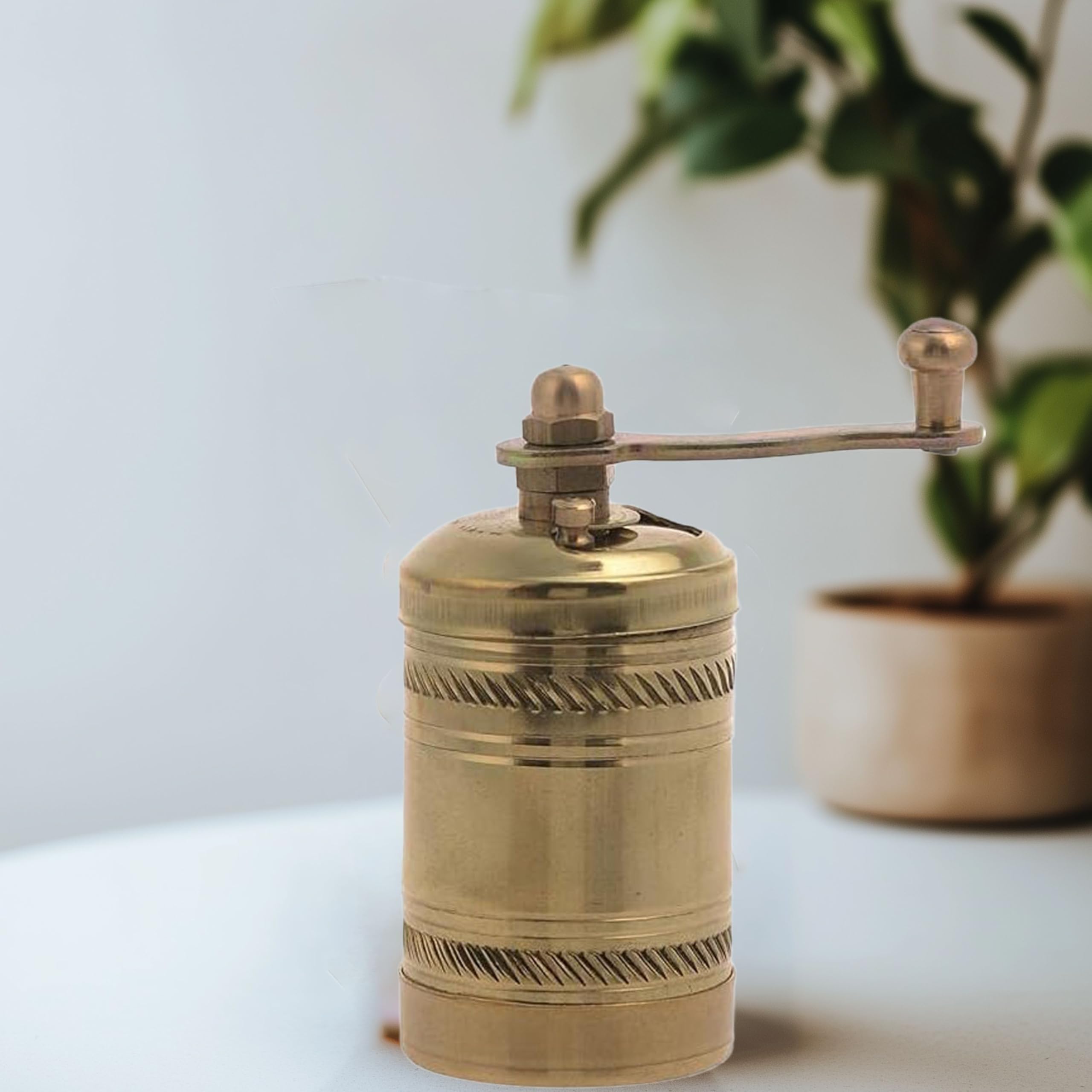 Premium Brass Manual Coffee Grinder - Hand Mill for Turkish, Greek & Arabic Coffee Beans, Spices, Pepper & Salt | Perfect for Home, Camping & Travel Brewing
