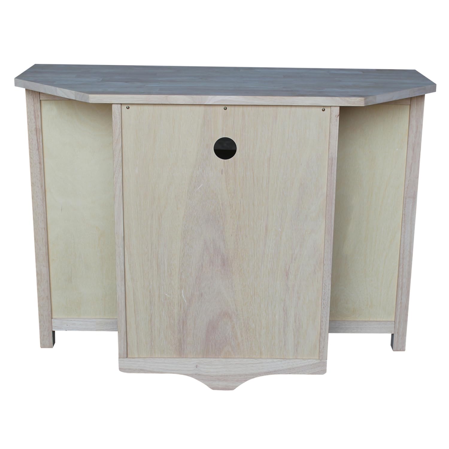 IC International Concepts Unfinished Corner TV Stand - Solid Wood Entertainment Center for Living Room, Bedroom, or Home Theater - DIY Ready for Custom Staining & Painting