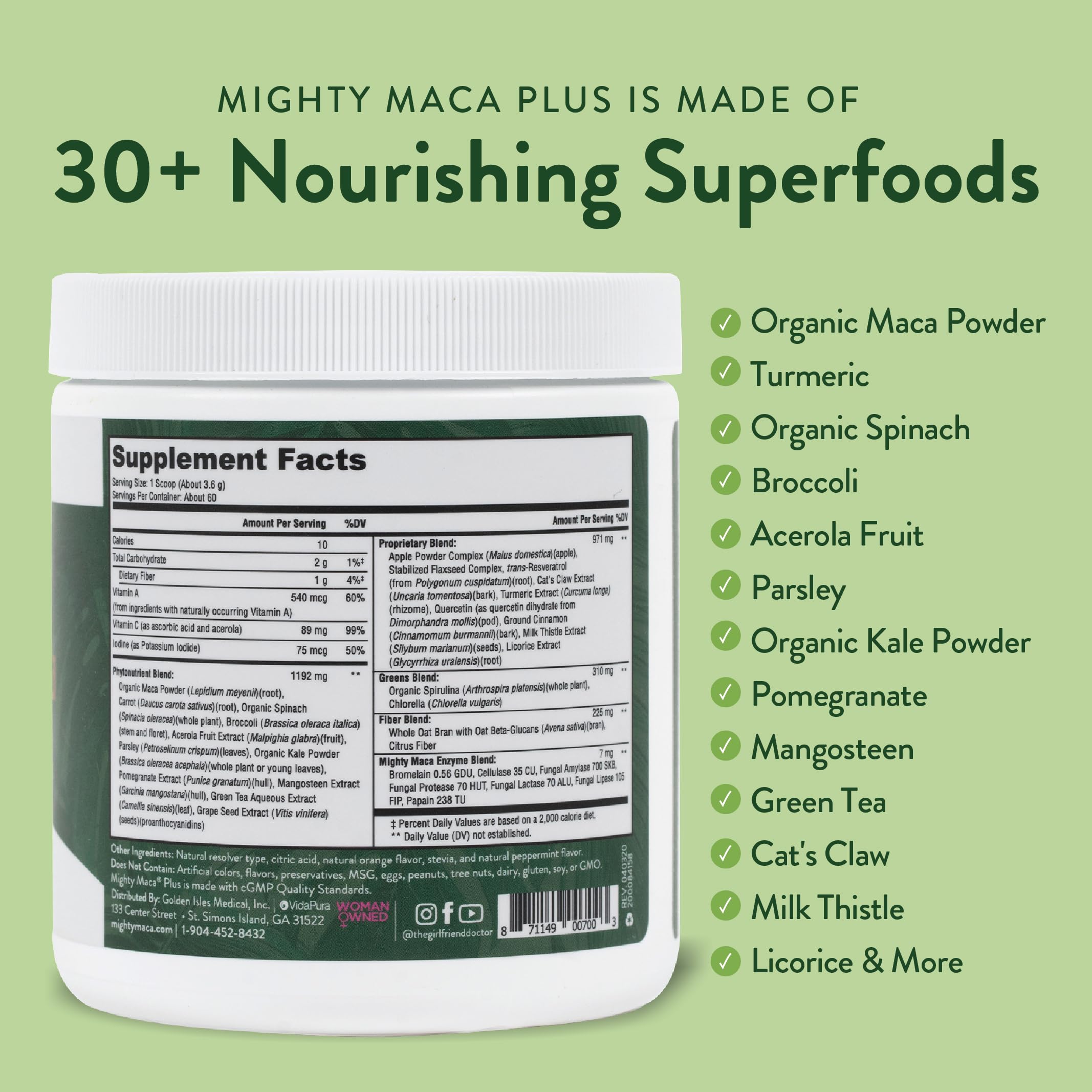 Organic Maca Root Powder Superfood Supplement - Keto, Vegan, Alkaline & All-Natural Greens Drink (60 Servings) | Energy Boost, Hormone Balance & Detox | Perfect for Smoothies, Shakes & Healthy Lifestyles