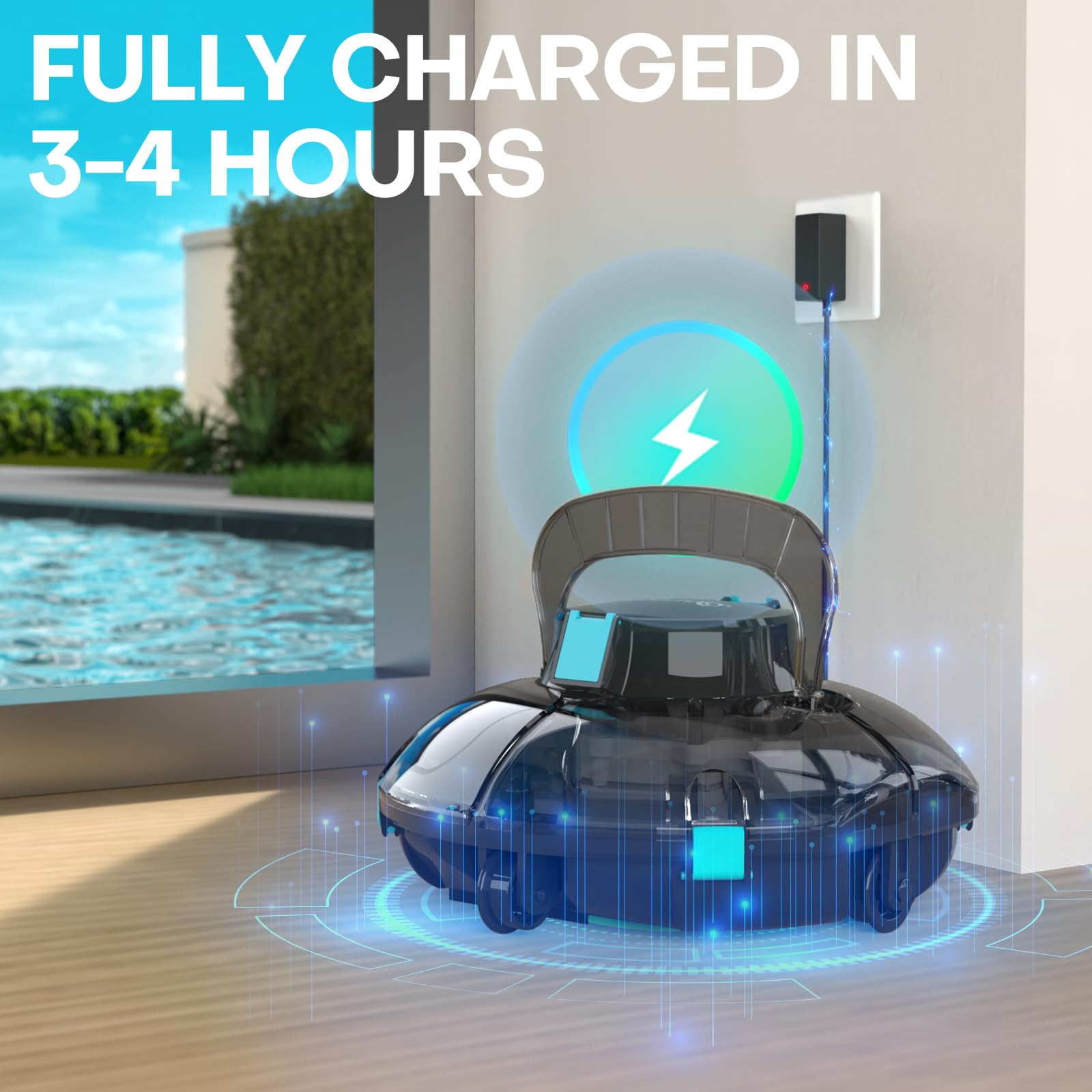 Best Cordless Robotic Pool Vacuum Cleaner for Above Ground Pools - Powerful Suction, Transparent Design, Cleans Up to 645 Sq. Ft Effortlessly - Perfect for Inground & Above Ground Swimming Pools, Spas, and Backyard Cleaning