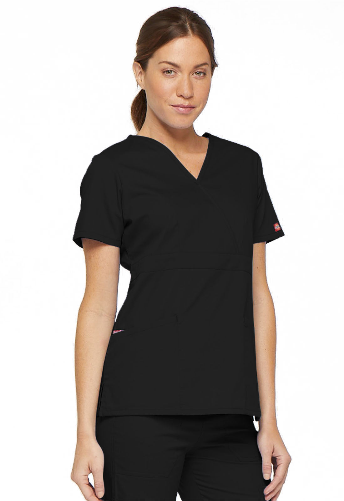 Women's 3 Pocket Mock Wrap Scrub Top - Comfortable Nursing Uniform for Medical Professionals & Healthcare Workers - Perfect for Hospitals, Clinics & Dental Offices