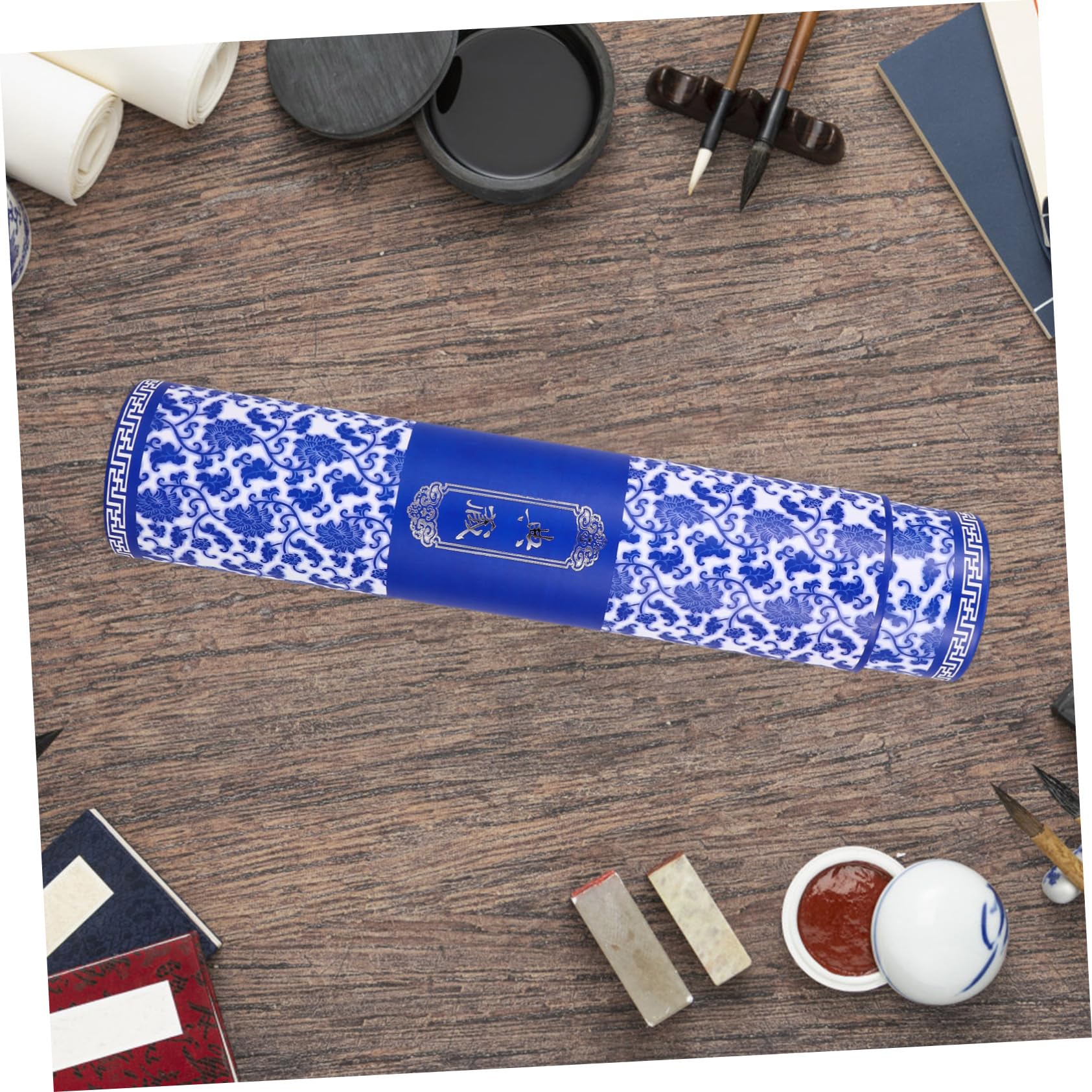 VILLCASE Blue and White Porcelain Painting Storage Box - Scroll Holder for Artwork, Posters & Drawings | Perfect for Artists, Mailing & Home Decor Organization