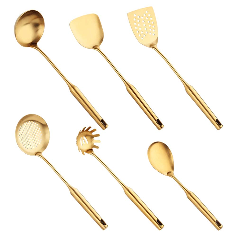 Premium Stainless Steel Kitchen Utensil Set - 5-Piece Cooking Tools with Turner, Ladle, Spoon & Colander - Durable Restaurant-Grade Cookware for Home Chefs & Professional Kitchens - Perfect for Frying, Serving & Straining Pasta, Soup & Vegetables