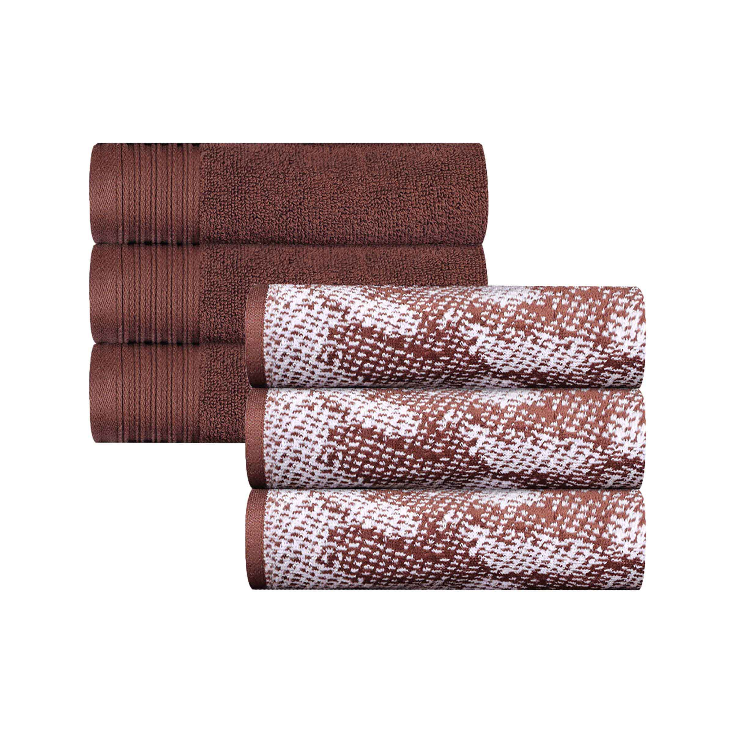 Premium Cotton Quick-Drying Hand Towels - Set of 6 (Solid & Marble Patterns) for Bathroom, Kitchen & Gym - Ultra Absorbent & Soft Guest Towels